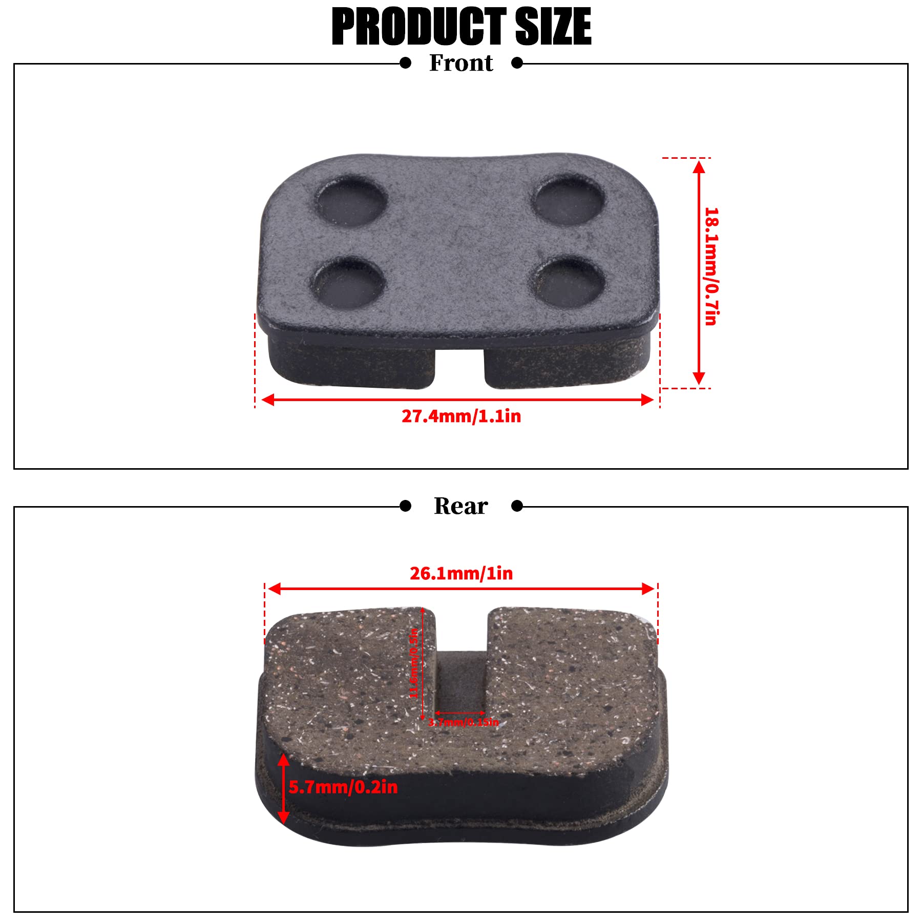 Mwmnu Rear Brake Pads, Brake Pads Compatible With Motovox Mbx10 Mbx11 Mbx-10 79Cc Moto Mm-Bb80 Baja Racer Dirt Bug Motorsports Doodle Bug Ct100U Mini Bike Rear Brake Pad Parts (4 Pack)