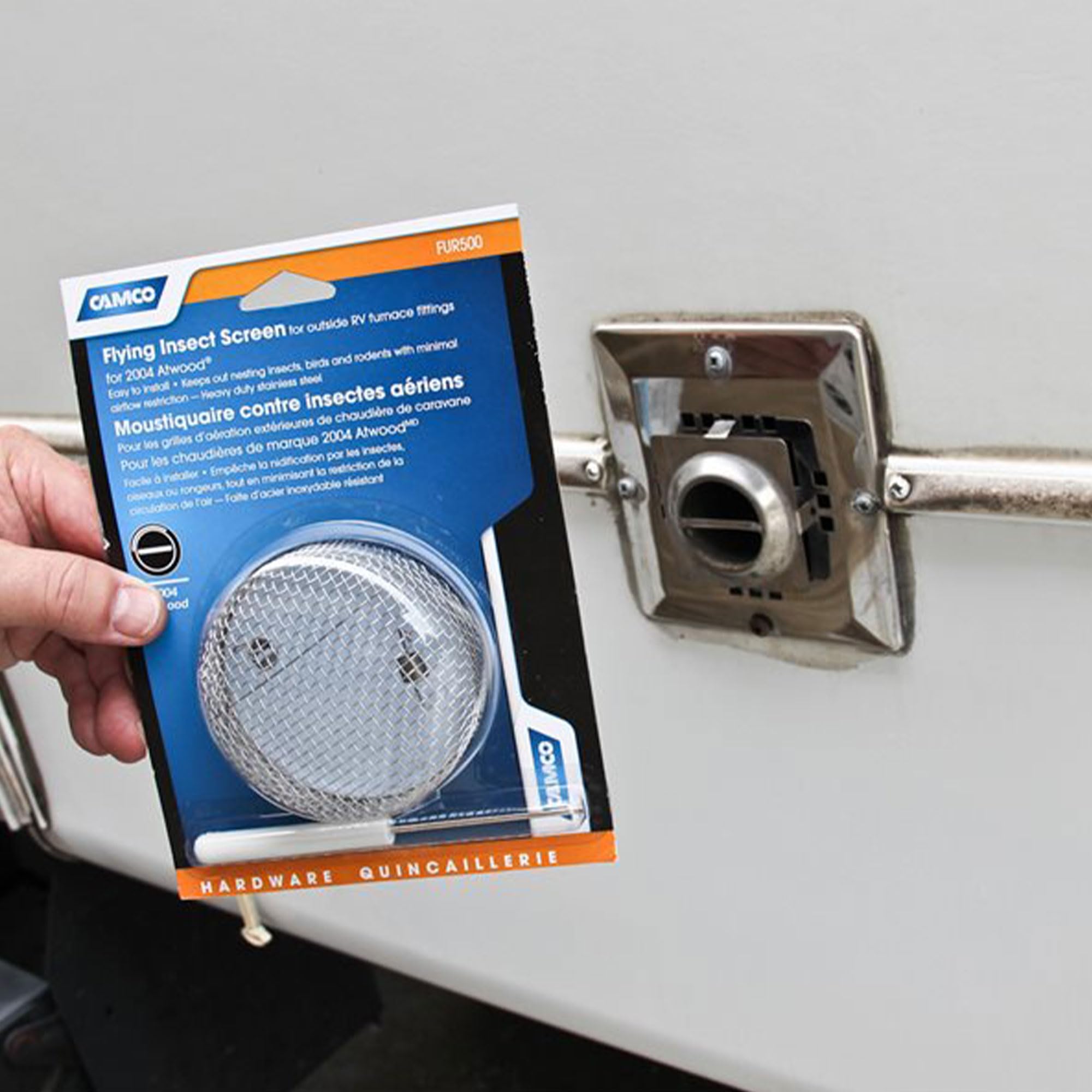 Camco Flying Insect Screen for 2004 Atwood - Keep Your RV Furnace Safe from Insects & Rodents - Heavy Duty Stainless Steel Construction - RV Furnace Vent Cover with 3.6&quot; Diameter (42144)