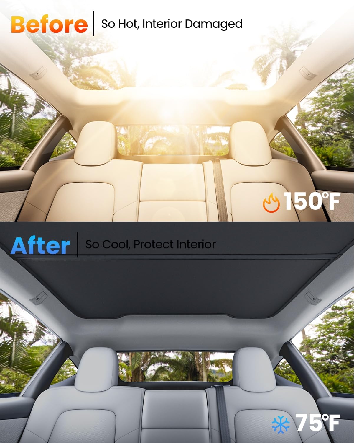 Reevaa 2025 Upgrade Tesla Model Y New (Juniper) Sunshade Roof [No Gaps, No-Sagging] Tesla Y Accessories Heat Insulation Foldable