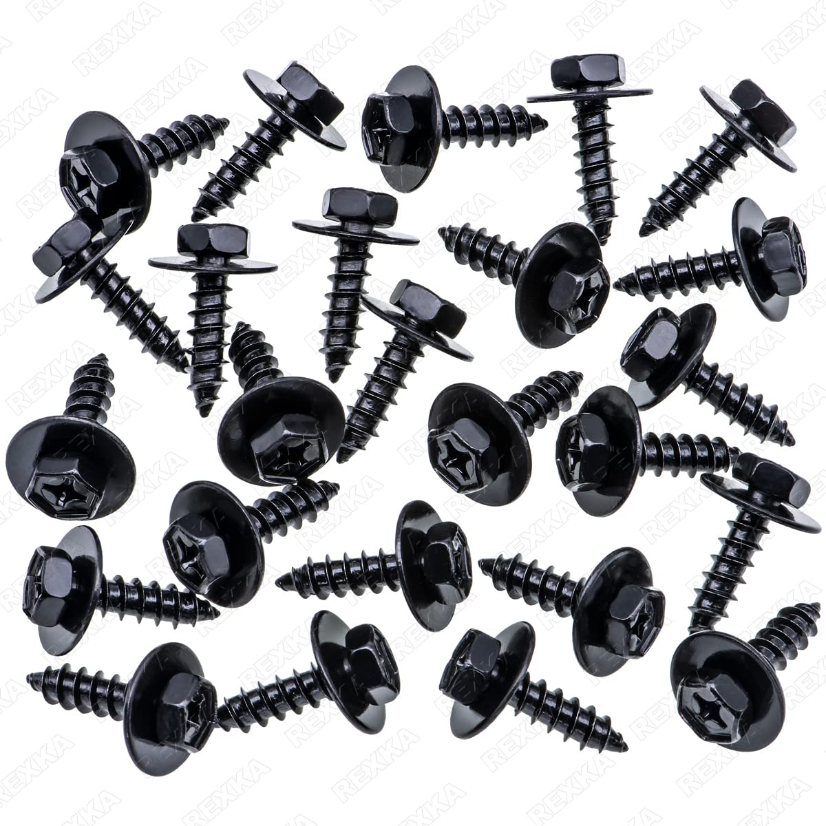 Rexka 25Pcs M6.2 X 22Mm Fender Liner Bumper Cover Screw Bolt Compatible With Toyota Lexus 90159-60477