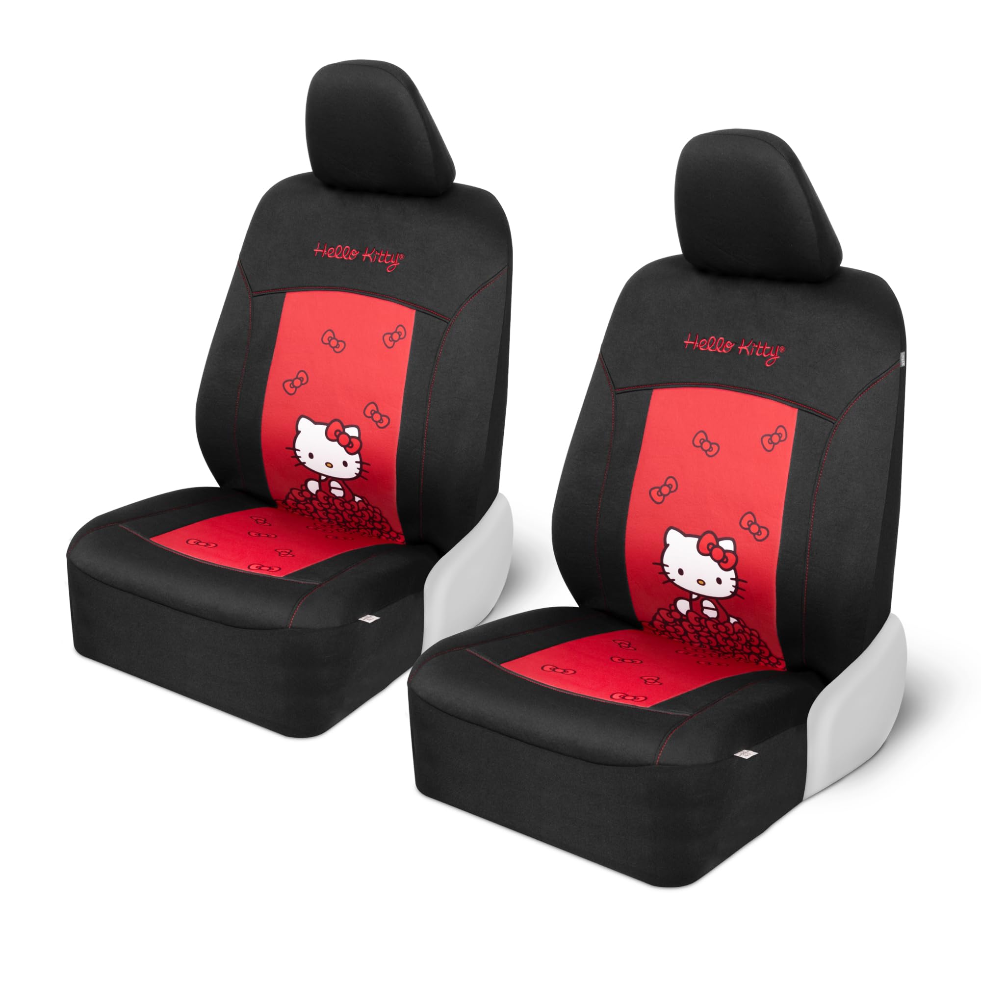 Hello Kitty Car Seat Covers - Stylish Black and Red Front Seat Covers with Cute Bow Design, Durable and Comfortable Polyester, C