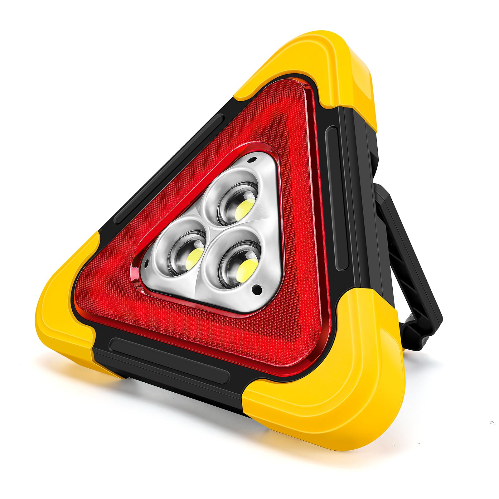 Kwak's Reflective Triangles for Vehicle Breakdowns - LED Solar Rechargeable Car Warning Triangles, Multifunctional Emergency Tri