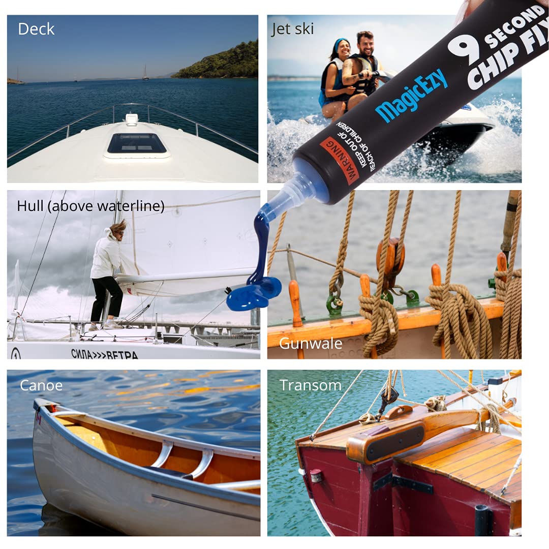 Magicezy 9 Second Chip Fix - (Oyster White) - All-In-One Fiberglass Repair Filler For Boats And Fiberglass Gelcoat - Strong Mari