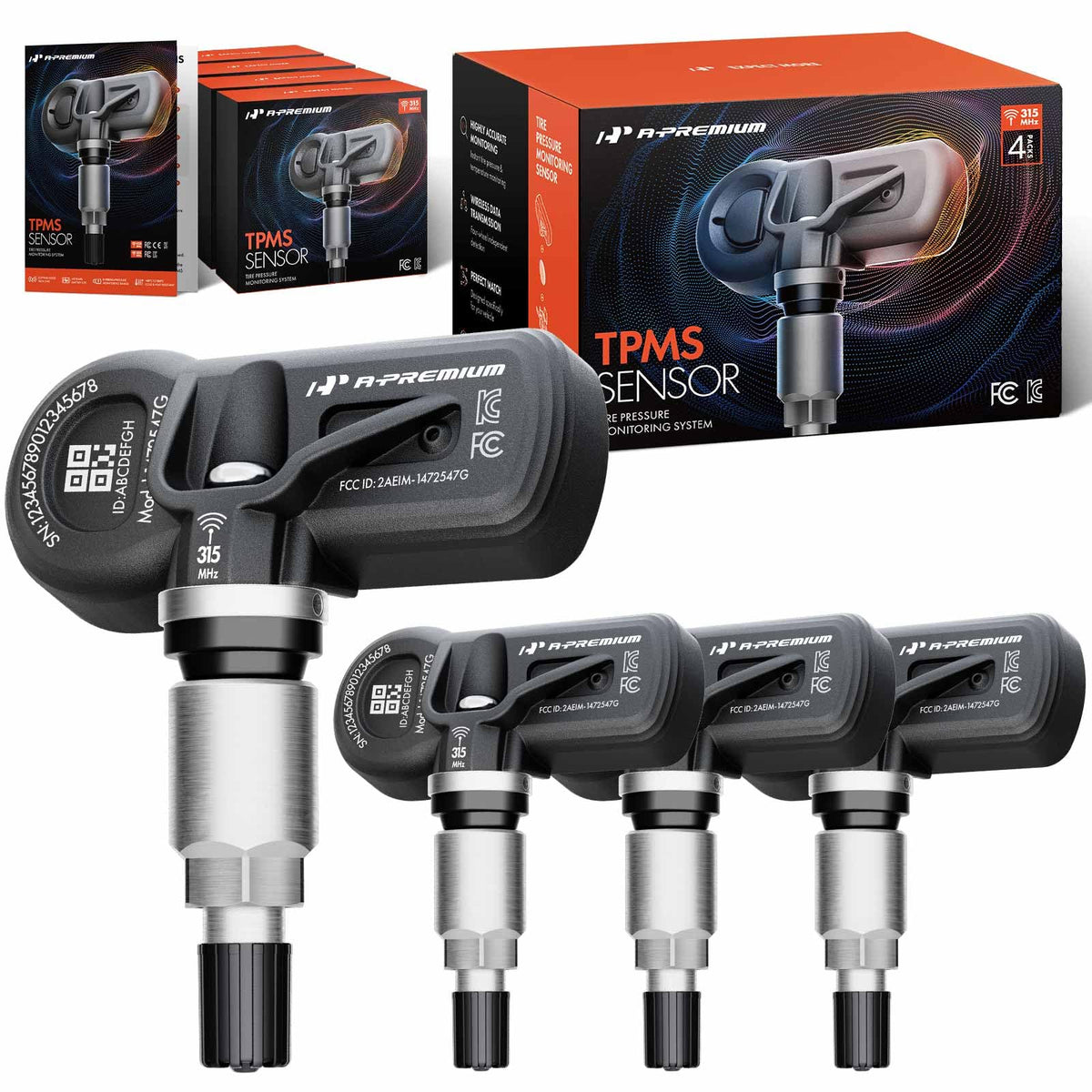 A-Premium 4PCS Pre-Programmed TPMS Sensor Tire Pressure Monitoring Sensor - Compatible with Nissan, Infiniti, Chevy, Suzuki - Al