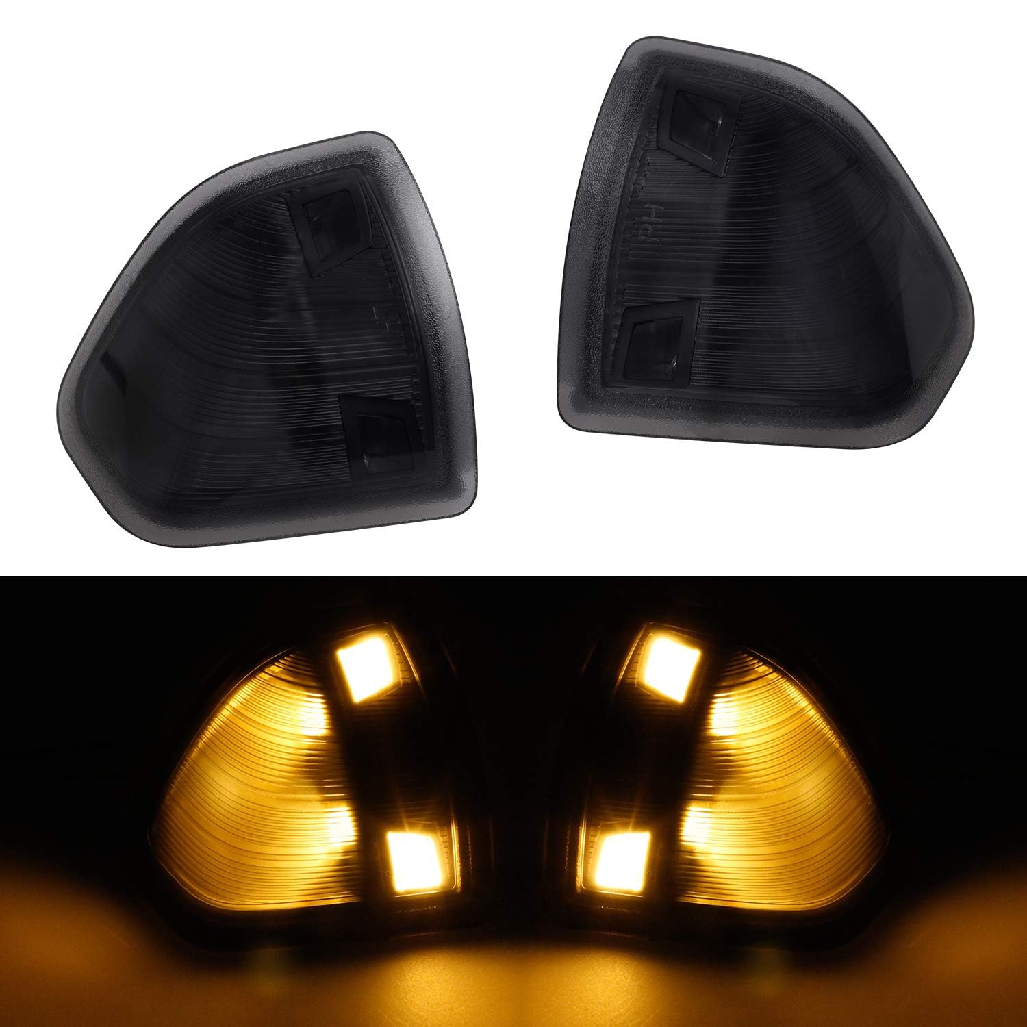 Hercoo Led Side Mirror Turn Signal Light Left And Right Lamps Smoked Cover Lens For 68302828Aa 68302829Aa Compatible With 2010-2018 Dodge Ram 1500 2500 3500 4500 5500, Pack Of 2