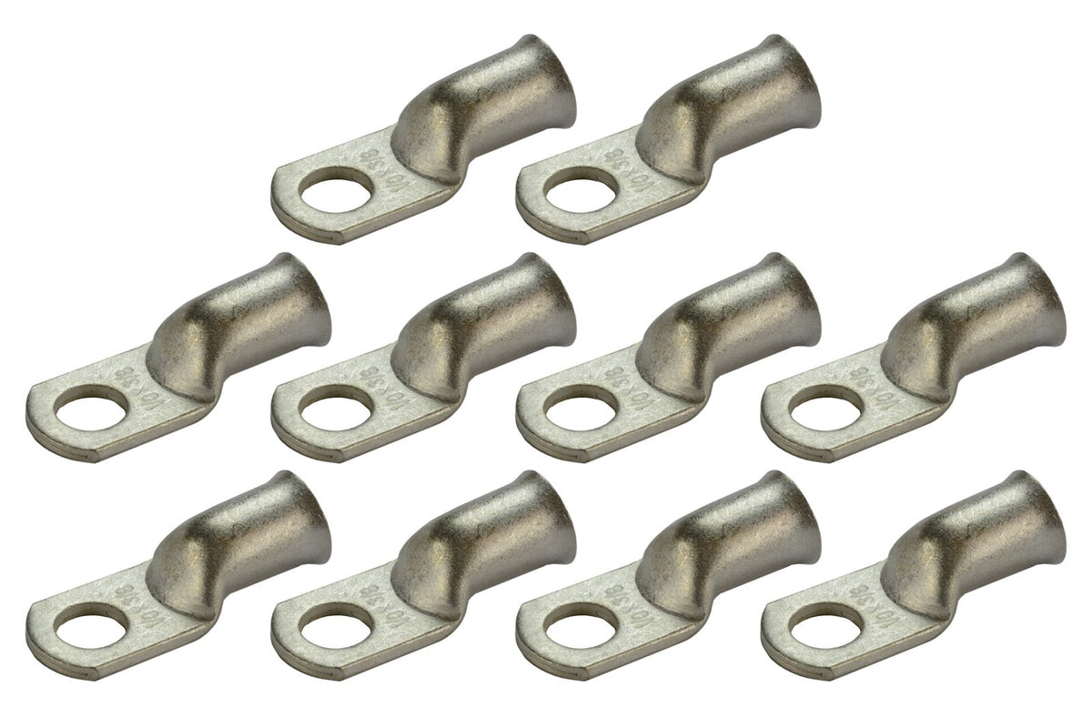 Temco 10 Pack Tinned Copper Welding Battery Cable Ends, Lugs Terminal 1/0 Awg 3/8'' Hole - Marine Grade (6 Awg To 1/0 Awg Option