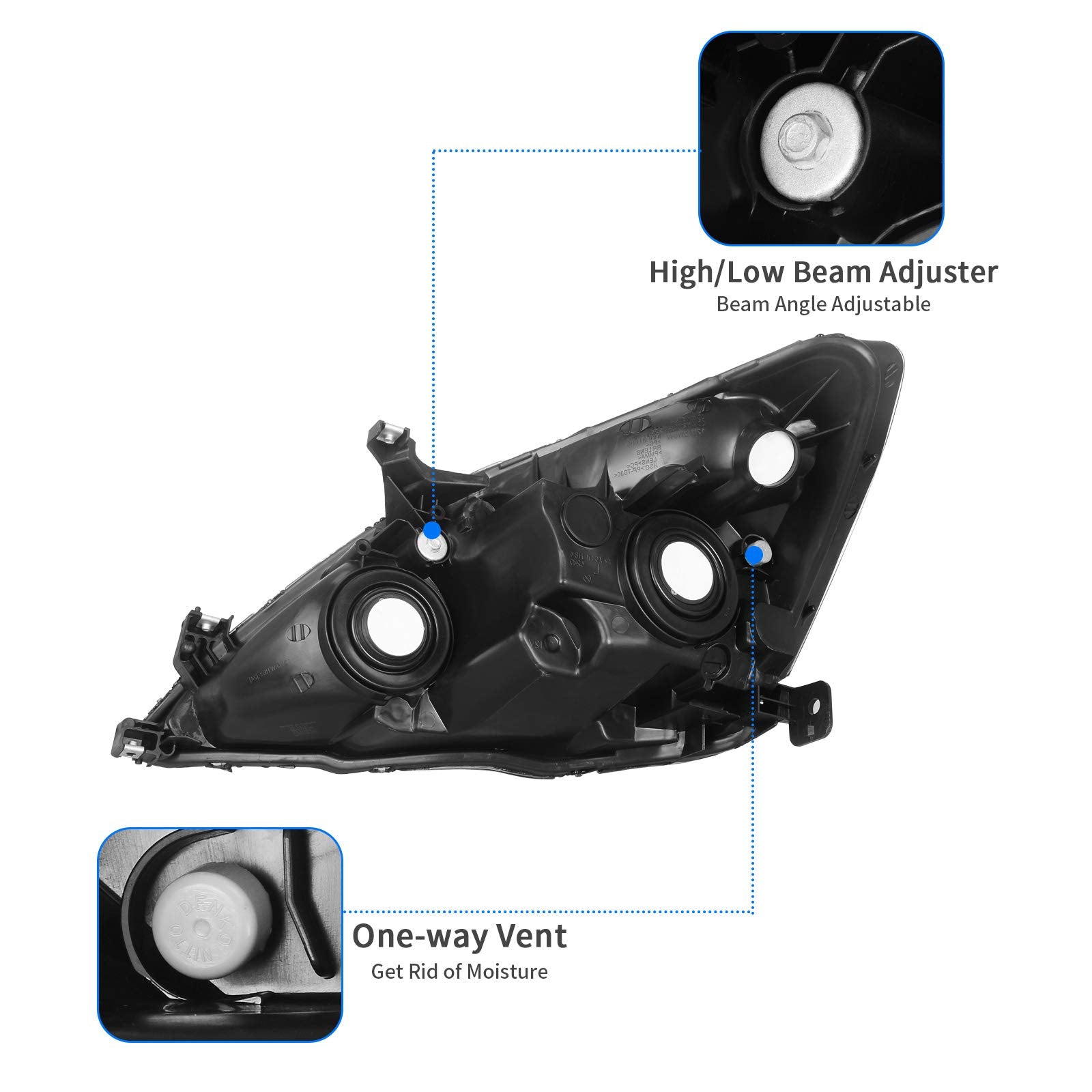 Dwvo Headlight Assembly Compatible With 03-07 2003 2004 2005 2006 2007 Accord Replacement Headlamps Chrome Housing Smoke Lens