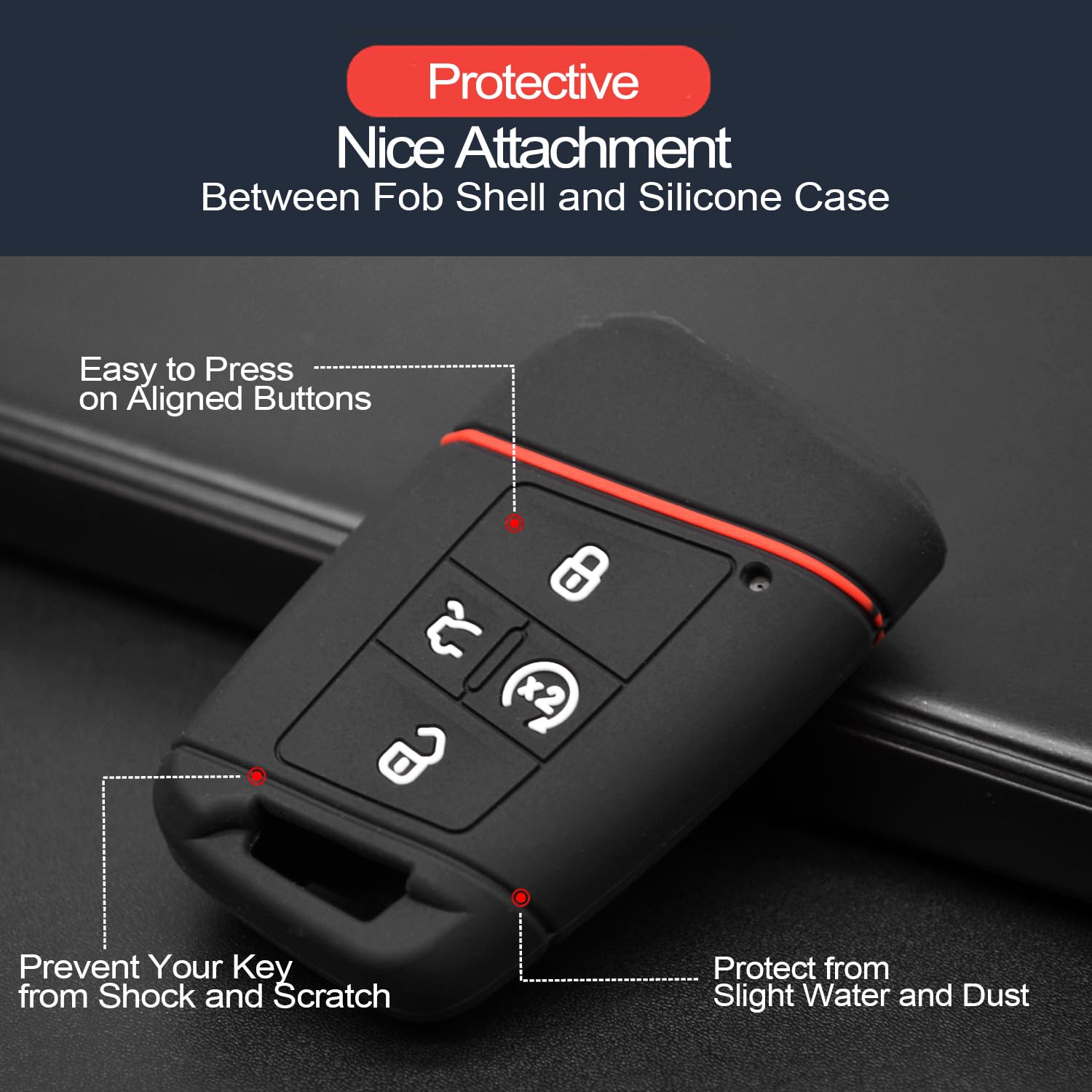 Infipar 2Pcs Compatible With Volkswagen Vw Jetta Atlas Passat Tiguan Arteon Taos Golf Alltrack Black Key Fob Cover Case Key Chain Protector Keyless Remote Shell