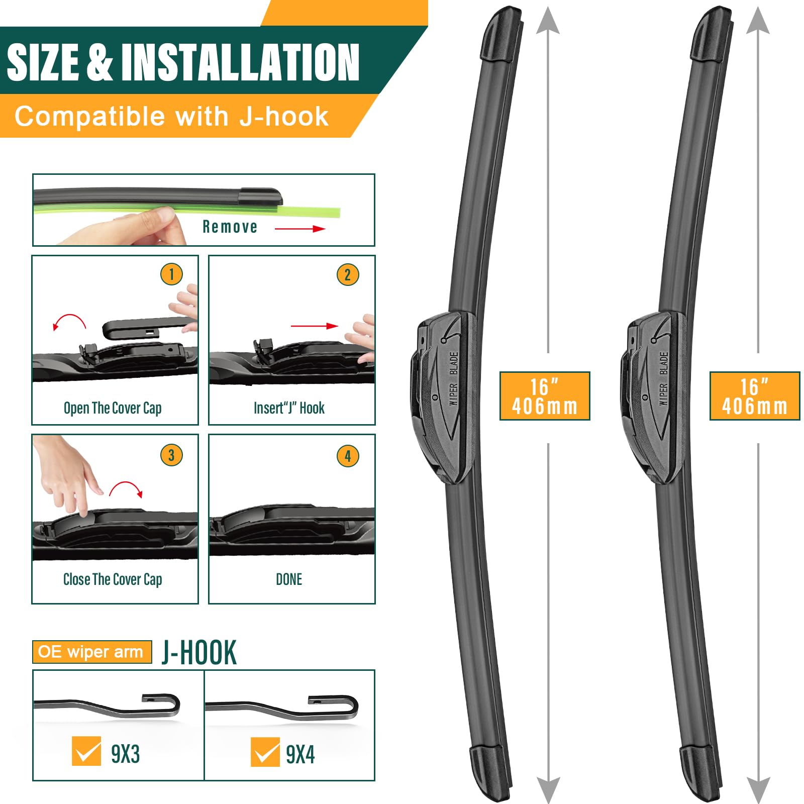 Kvq Windshield Wiper Blades Replacement For Jeep Wrangler Jl 2018 2019 2020 2021 20222 2023 Original Factory Quality Front Rear