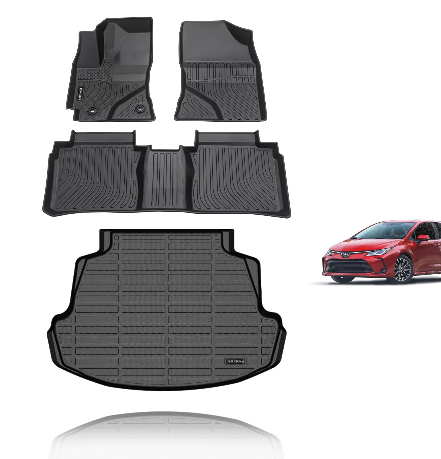 KELCSEECS Floor Mats & Cargo Liner for 2014 2015 2016 2017 2018 2019 Corolla only Sedan All Weather Car Mats Automotive Trunk Ma