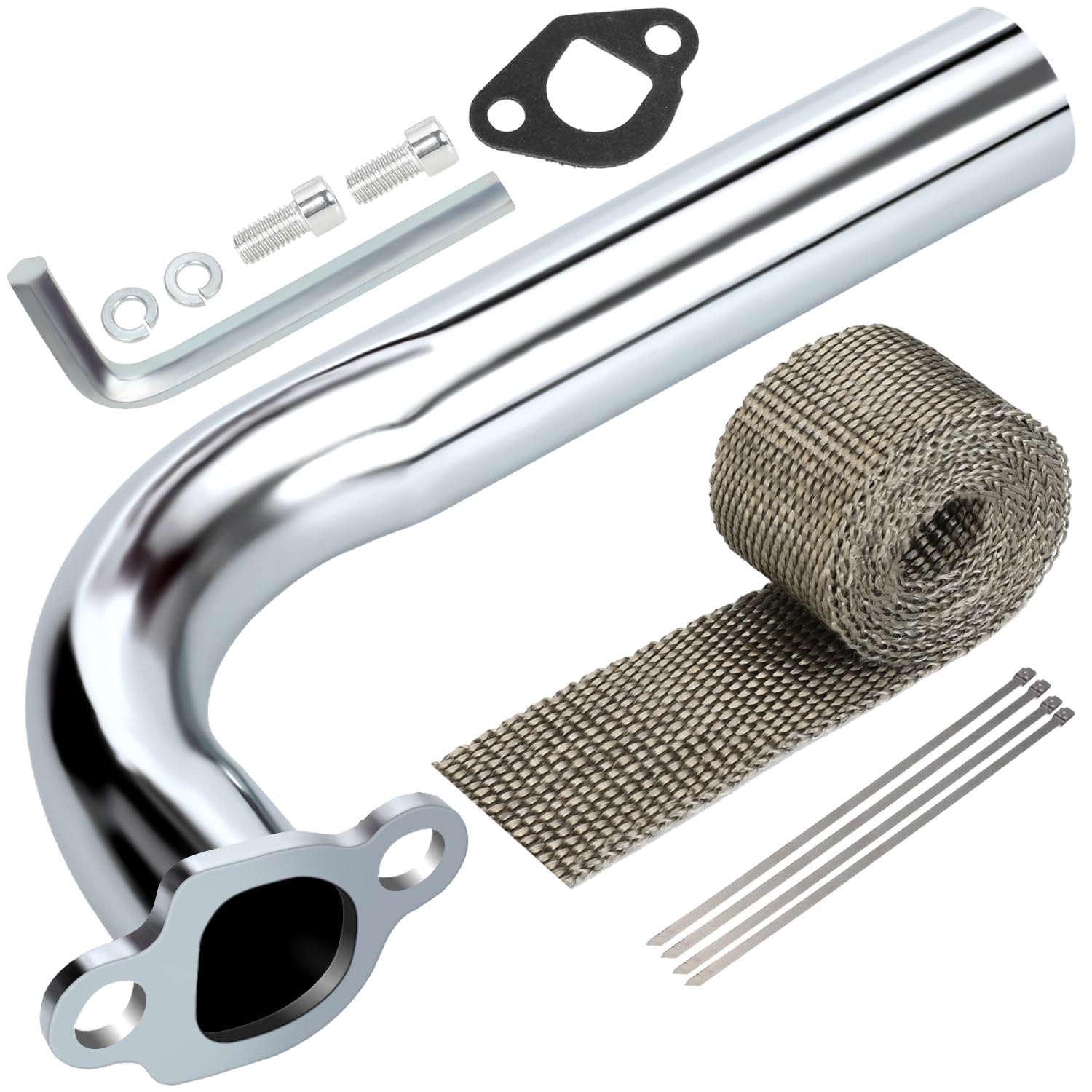 Yoxufa Exhaust Header Pipe Replacement For Predator 212 224Cc 196Cc 6.5Hp Engine Coleman Ct200U Ct200U-Ex Bt200X Kt196 Baja Warr