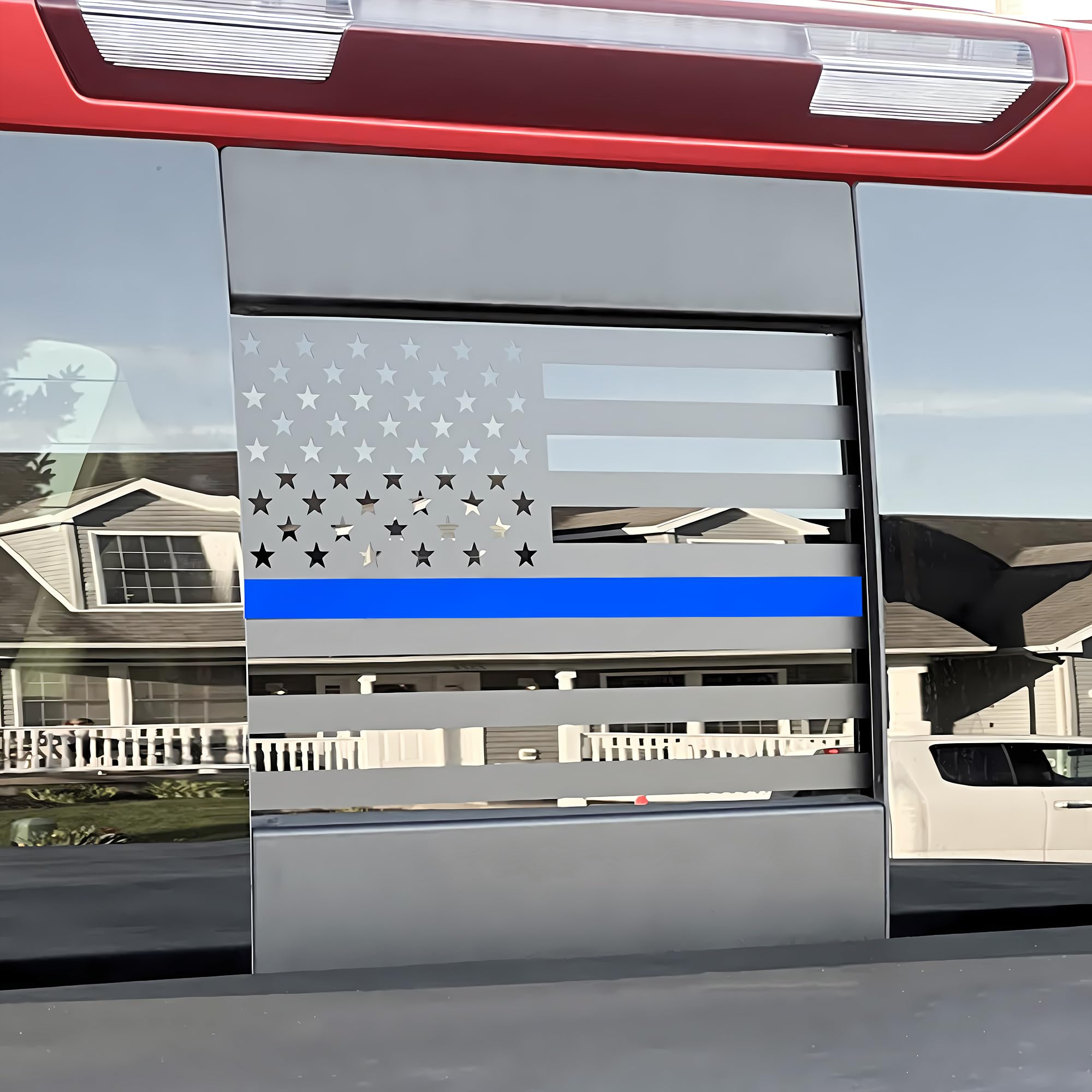 Alicatong Fits Chevy Silverado And Gmc Sierra 2004-2016 2017 2018 Rear Back Middle Window American Usa Flag Vinyl Decal Matte Bl
