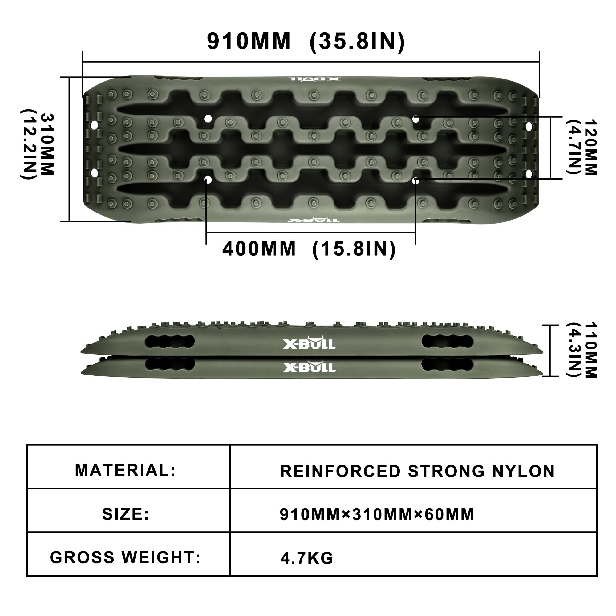 X-Bull New Recovery Traction Tracks Tire Ladder For Sand Snow Mud 4Wd(Olive)