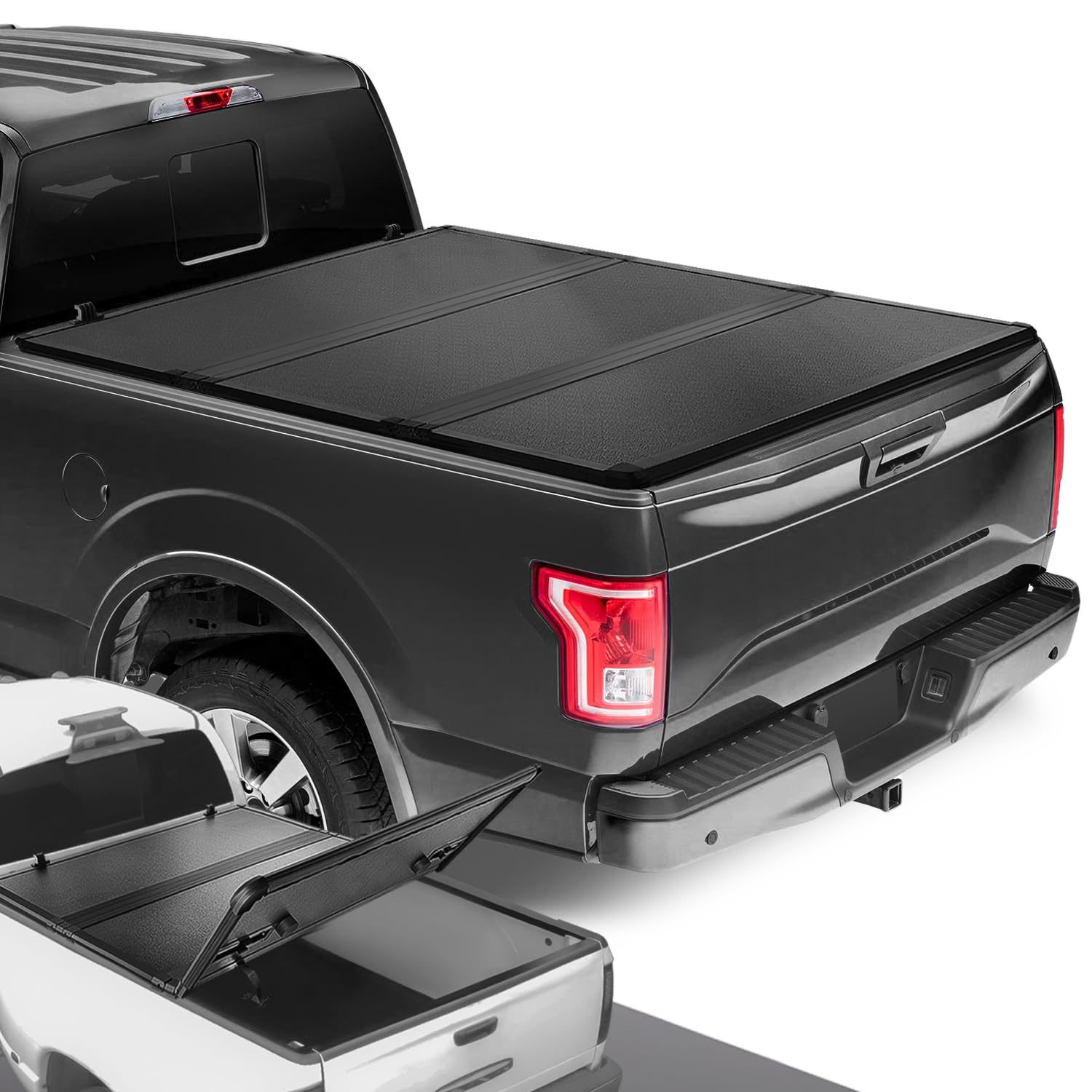 Dna Motoring New Upgrade Truck Bed Top Hard Solid Tri-Fold Tonneau Cover Compatible With 15-20 Ford F150 8Ft Bed, Ttc-Hard-013