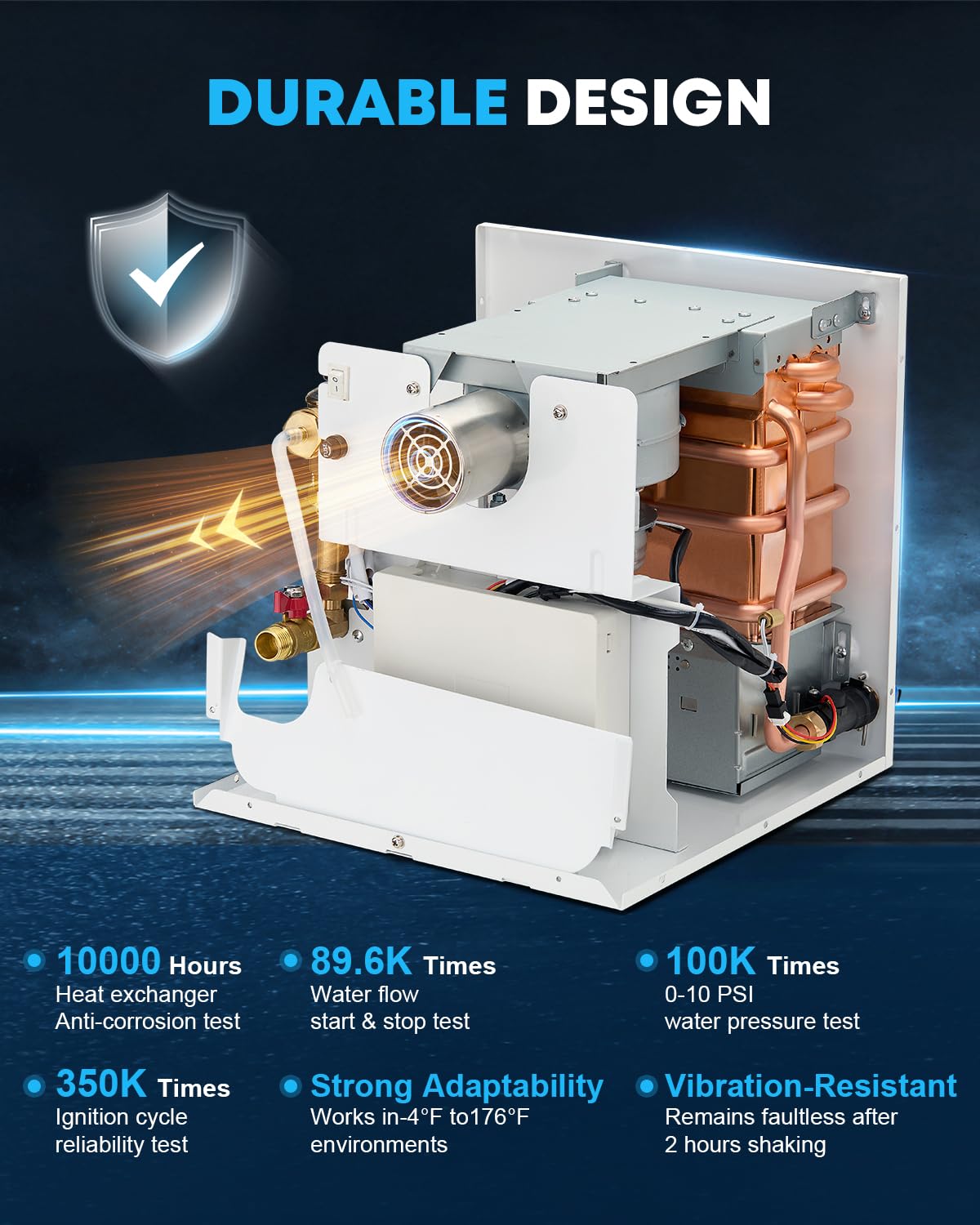 Kohree RV Tankless Water Heater, Upgraded 60,000 BTU RV Water Heater with 15 x 15 inches White Door, Remote Controller and Exter