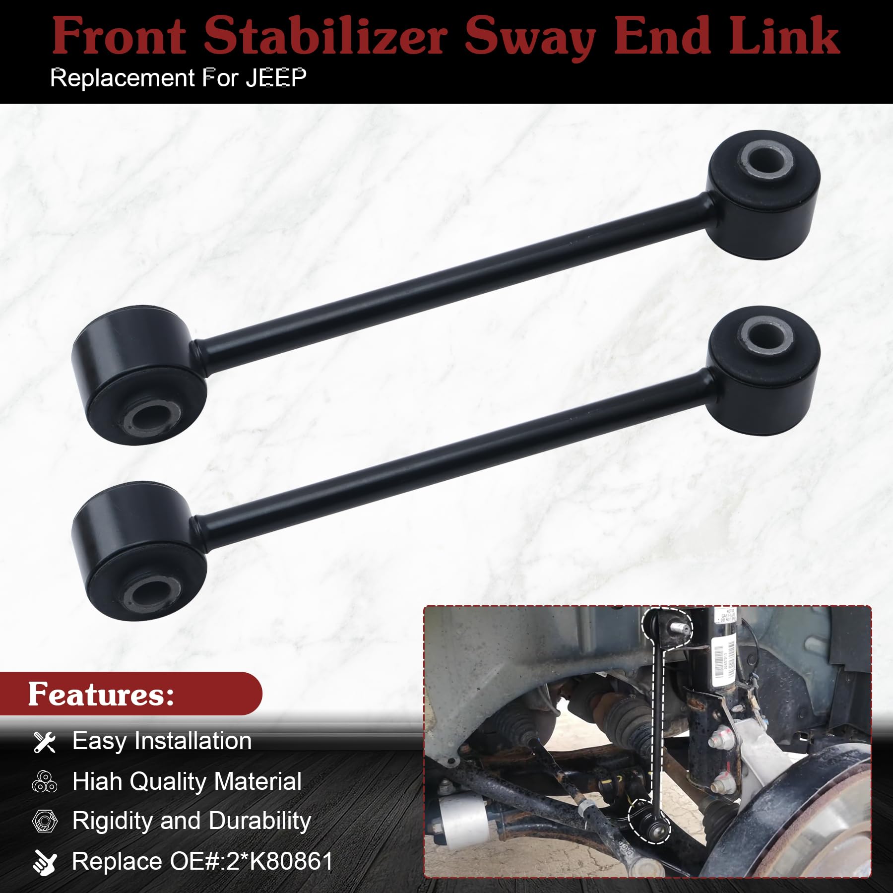 Stiueoav K80861 Sway Bar Link - Front Stabilizer End Link Compatible With 2006-2010 Commander?2005-2010 Grand Cherokee