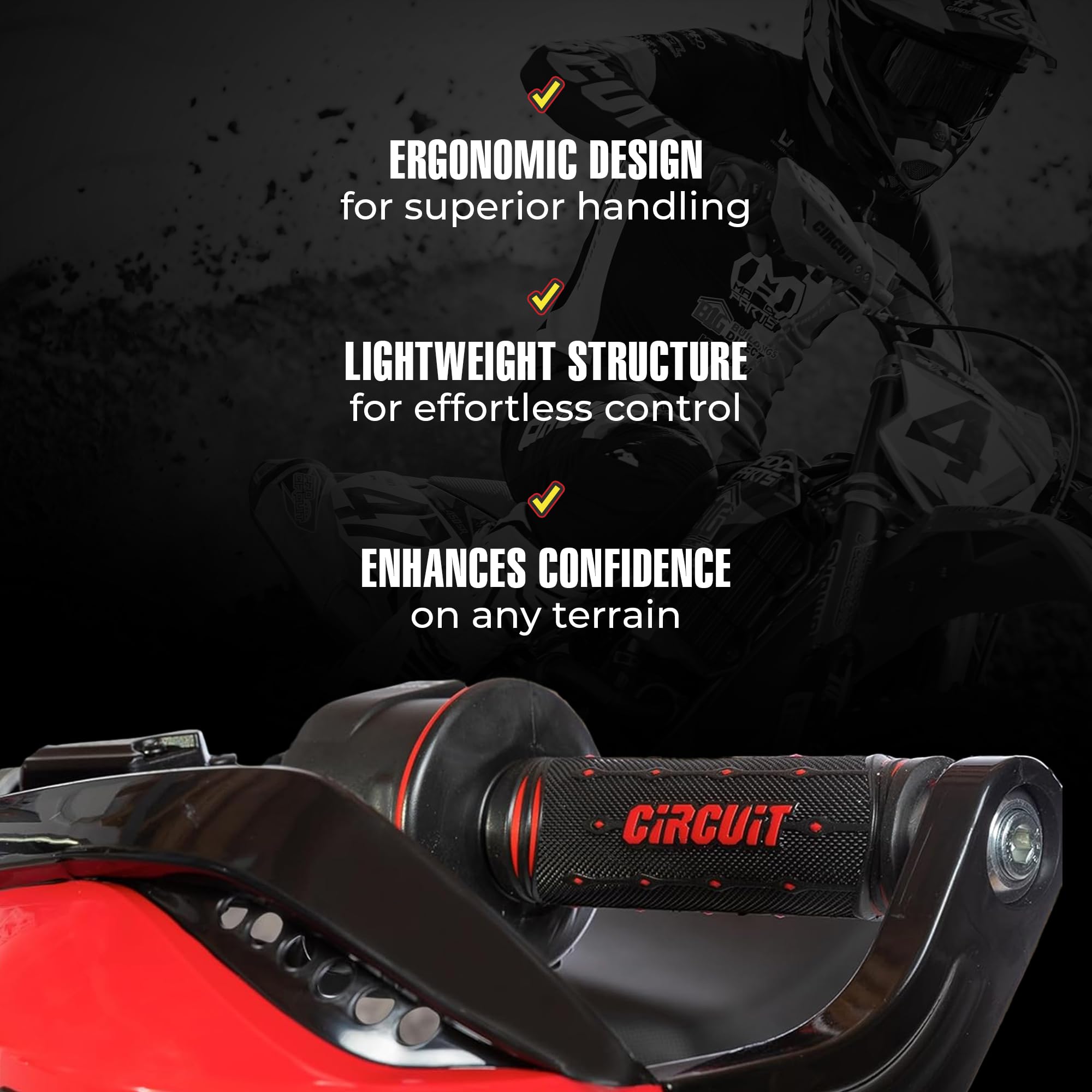 CIRCUIT EQUIPMENT - Jupiter Motorcycle Handlebar Grips - Non-Slip Rubber Grips with Italian Full-Diamond Design for Comfort and