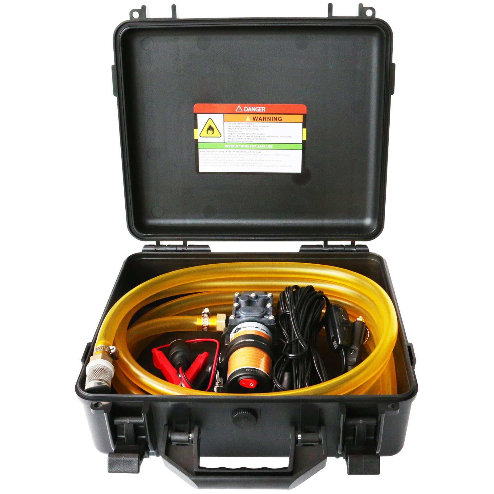 Steauty 12V 75W Fuel Transfer Pump Kit, Moves Up to 110 Gallons Of Gas or Diesel Per Hour, with High Elastic Fuel Pipe & 2 Power