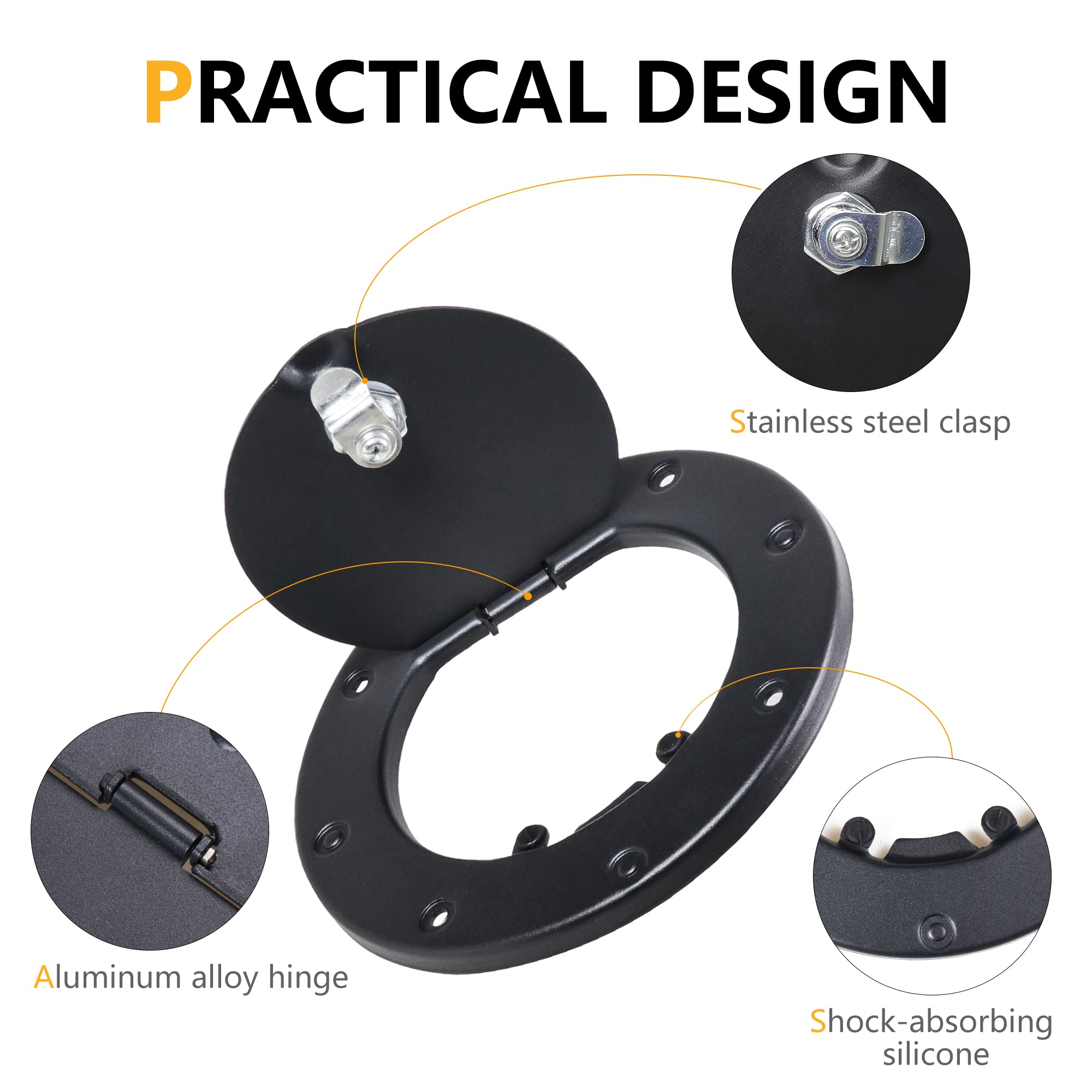 Rerpro Locking Gas Cap Cover Compatible With 1997-2006 Jeep Wrangler Tj Unlimited Sport Rubicon Sahara Exterior Accessories Fuel Filler Door Gas Tank Cap Cover, Black