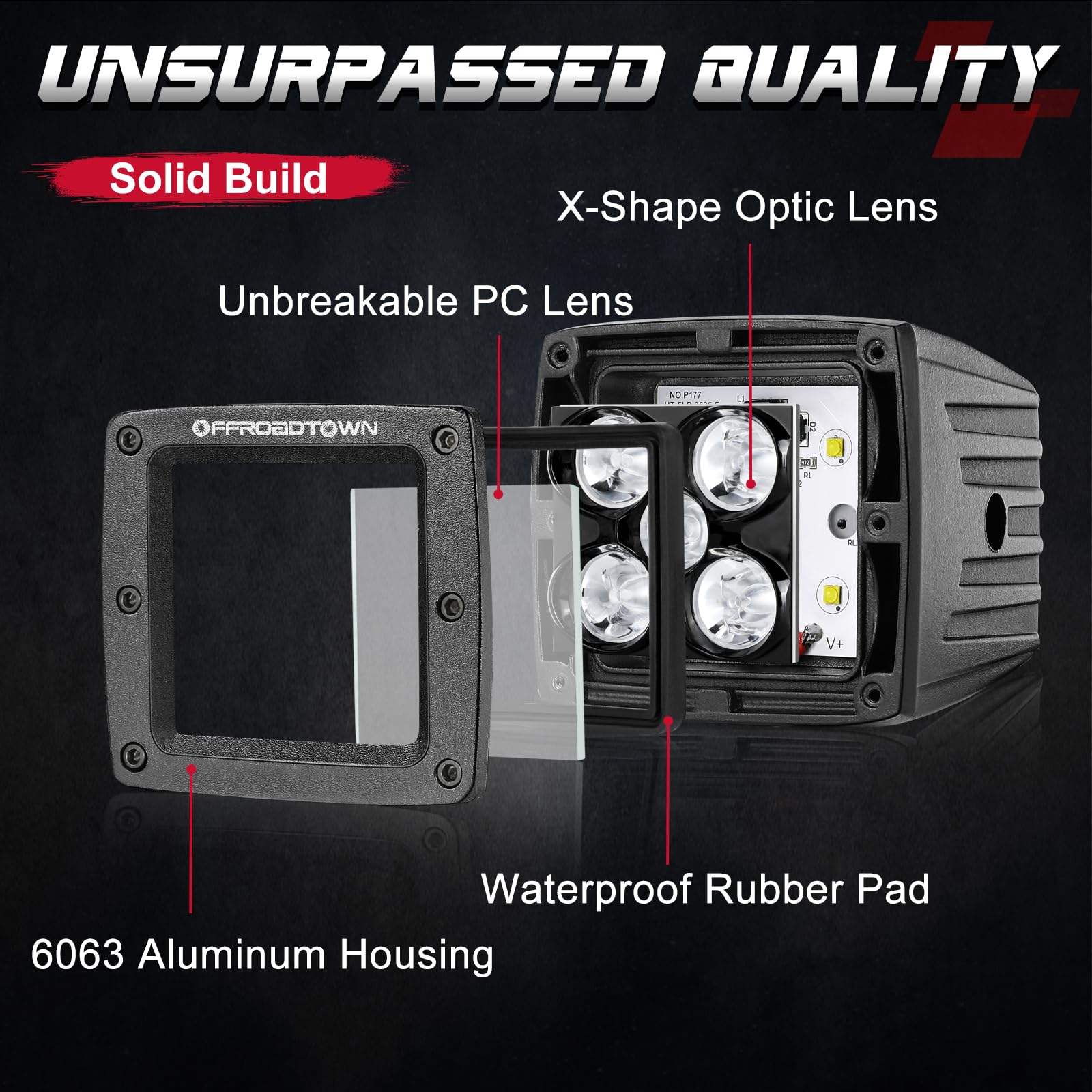 Led Cubes, Offroadtown 2Pcs 3 Inch 100W Cree Led Pods Spot Beam Driving Lights Led Cube Lights Off Road Light Fog Light Reverse