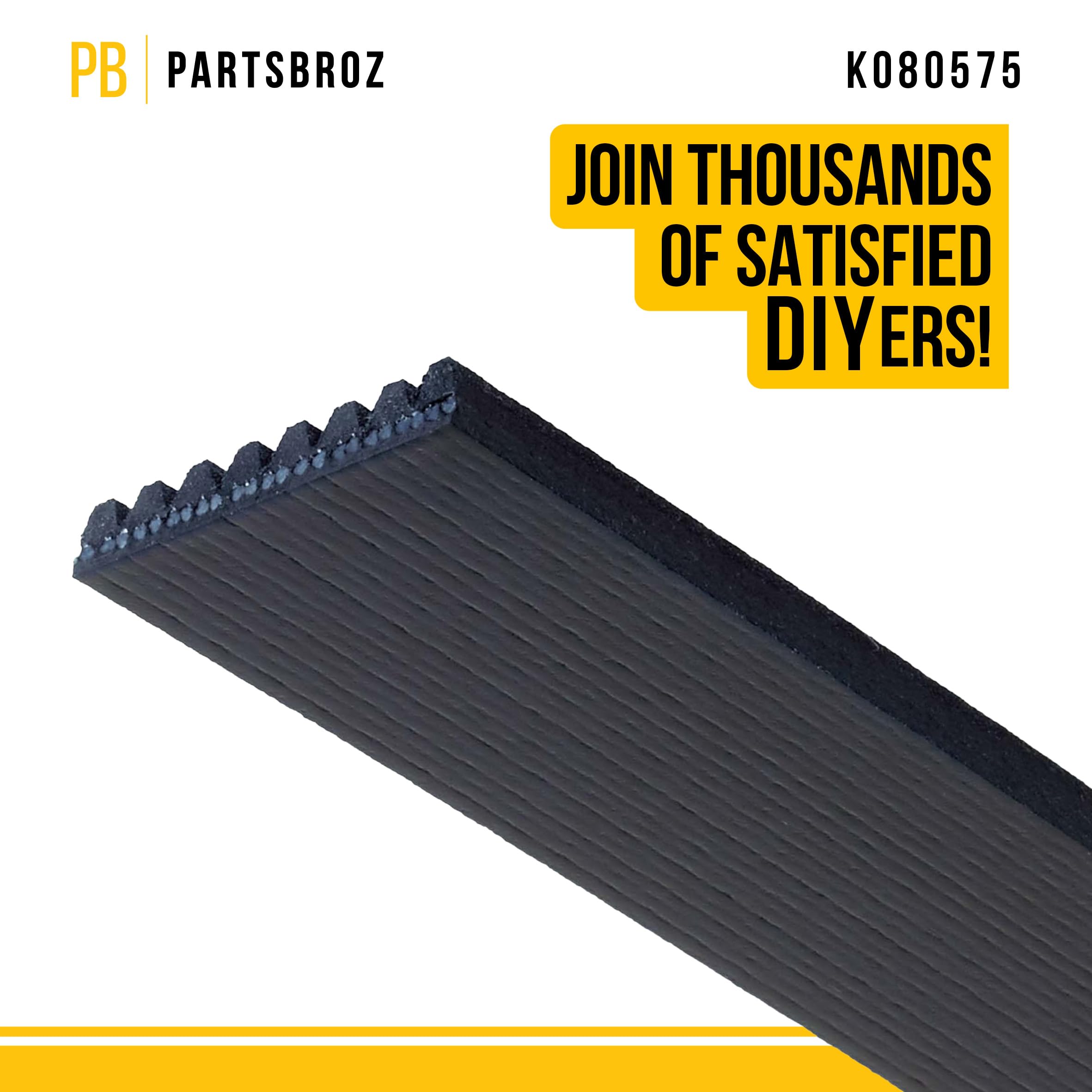 Partsbroz K080575 Micro-V Serpentine Drive Belt - Compatible With Gates Dayco Bando Acdelco Goodyear Continental - Replaces Jk8-