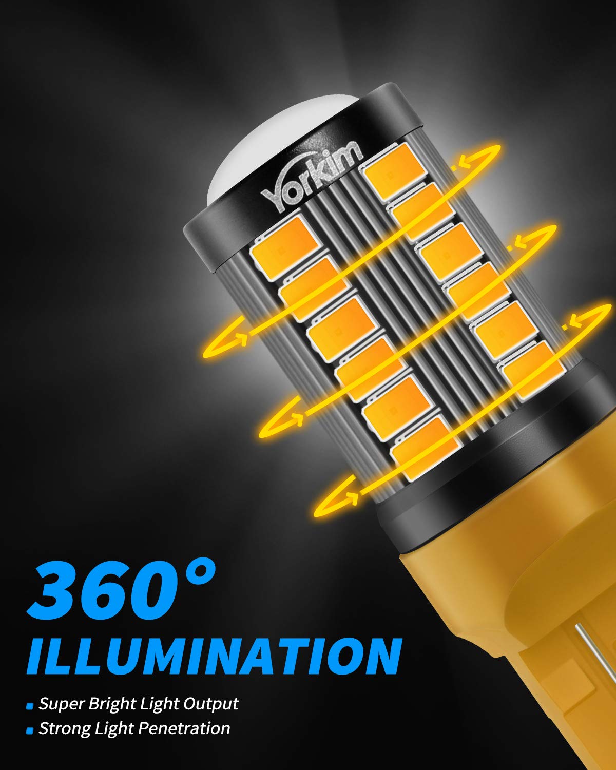 Yorkim 7440 Led Bulb Bright Amber Lights, T20 Led, 7443 Led Bulbs, 7441 Led, W21W Led, 7444 Bulbs, For Reverse/Backup/Brake Ligh