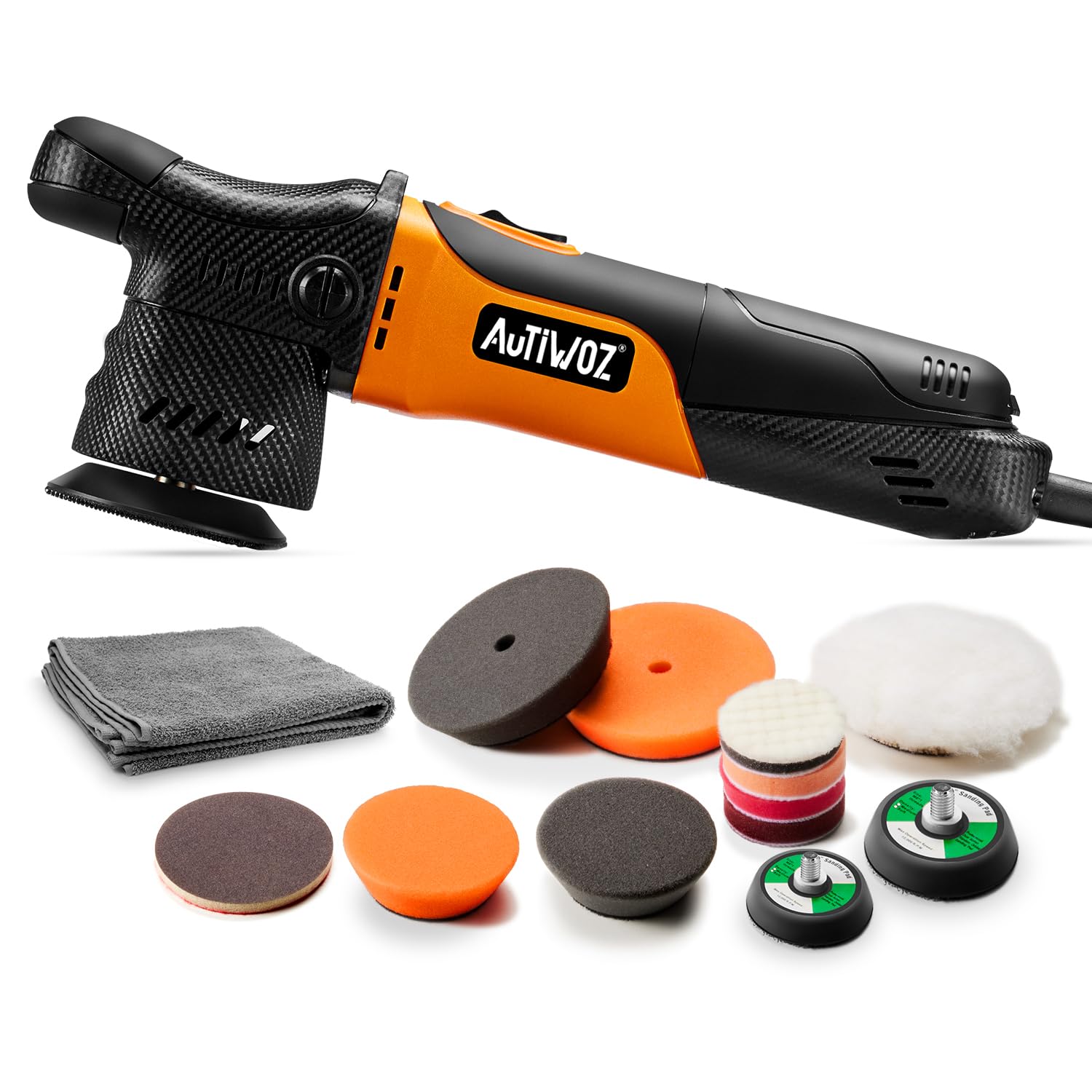 AUTIWOZ Mini Polisher, 2/3Inch Small Buffer Polisher, 630W with 12mm Random Orbital, Dual Action Car Polishers and Buffers for C