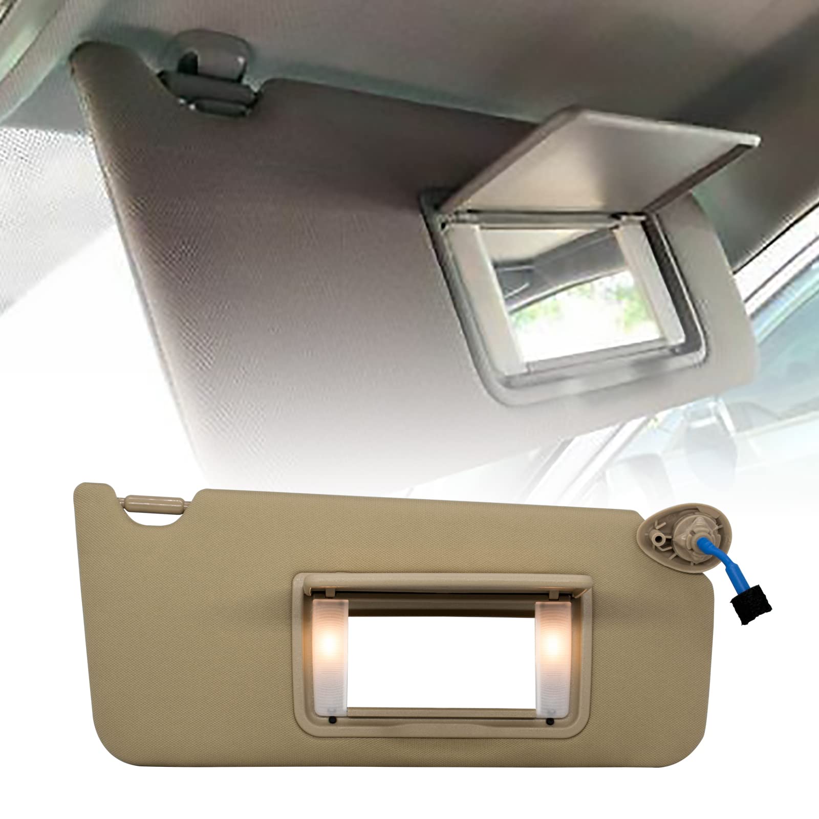 Passenger Right Sun Visor Compatible With Honda Accord 2008 2009 2010 2011 2012 2013 2014 2015 2016 With Light Oem :83230Ta0A91Zb (Beige)