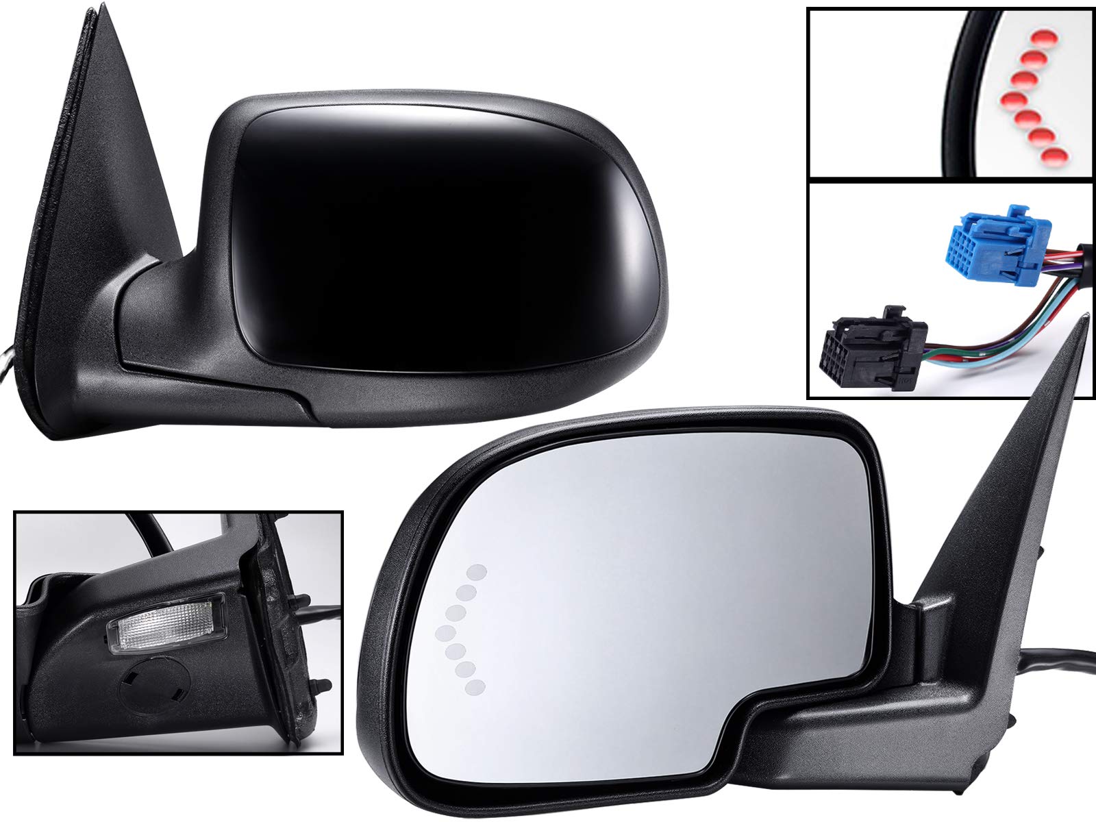 APA Replacement Rear View Mirror Power Folding Heated Signal Memory Puddle for 2003-2007 SILVERADO SIERRA TAHOE YUKON ESCALADE P