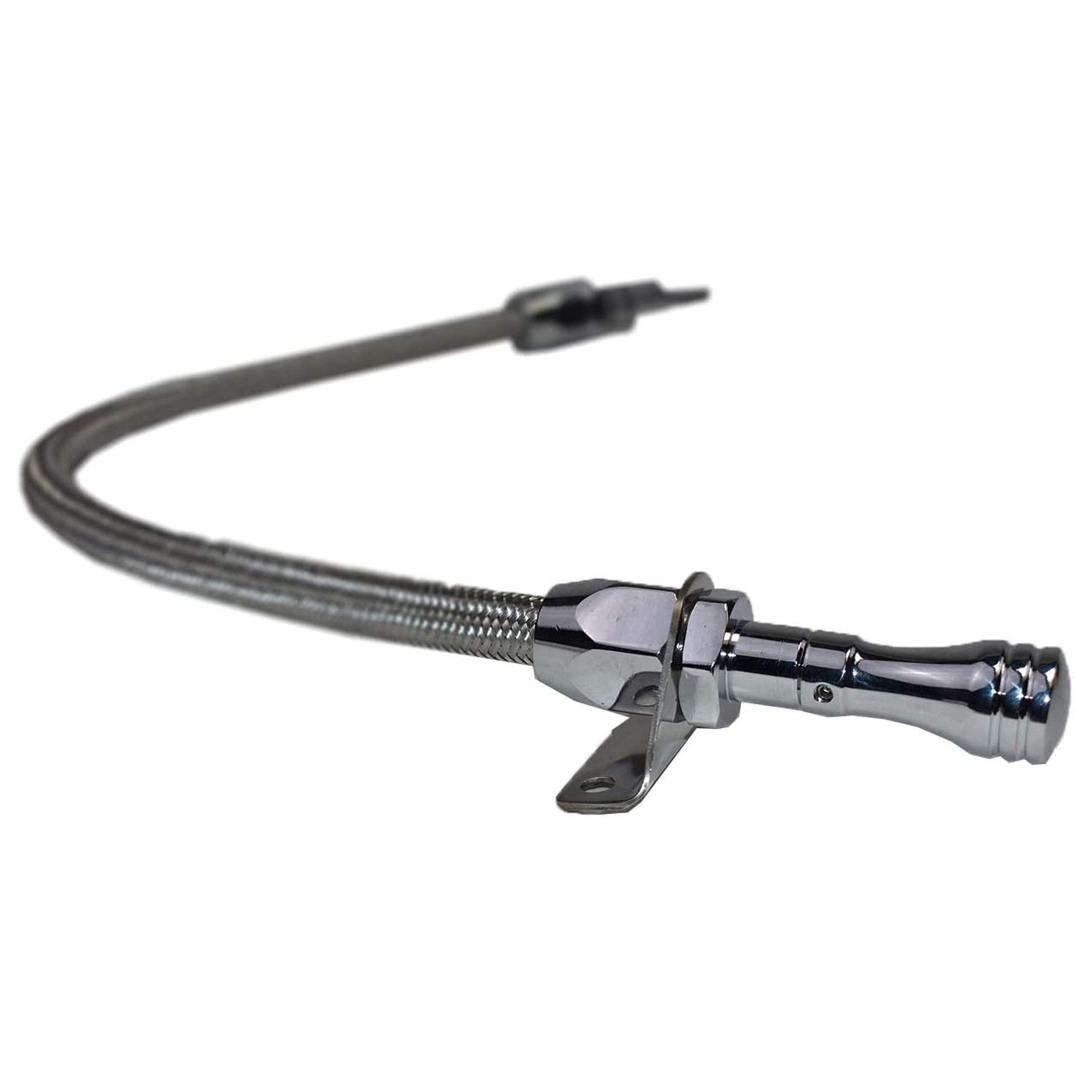 A-Team Performance - Transmission Dipstick Oil Tube Flexible Braided Stainless Steel Firewall Mount - Compatible with Chevrolet