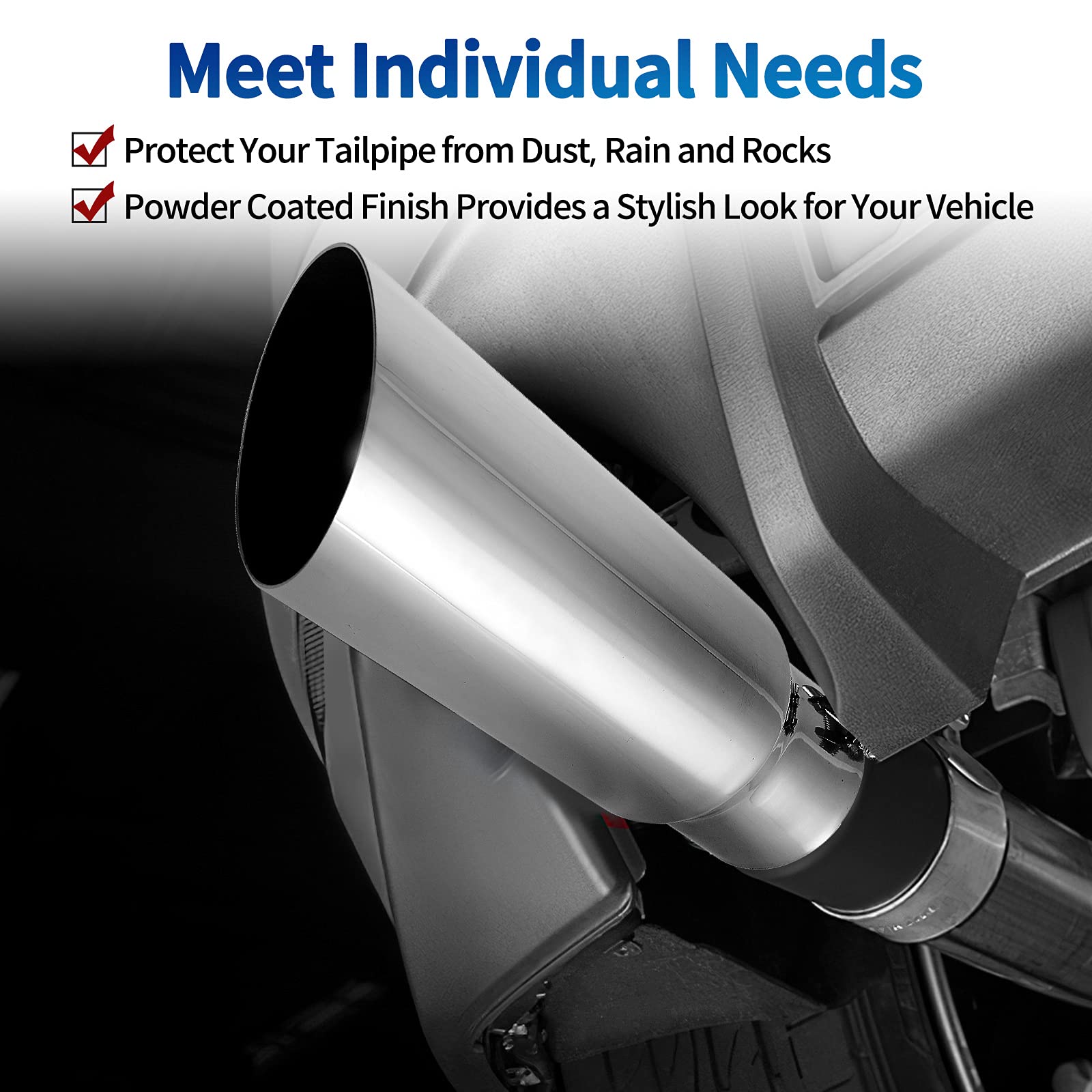 AUTOSAVER88 2.75 Inch Inlet Exhaust Tip, 2.75' Inlet 3.5' Outlet 12' Overall Length Stainless Steel Exhaust Tail Tip for 2 3/4 Inch Outside Diameter Tailpipe, Chrome-Plated, Slant Angle Cut, Bolt-On