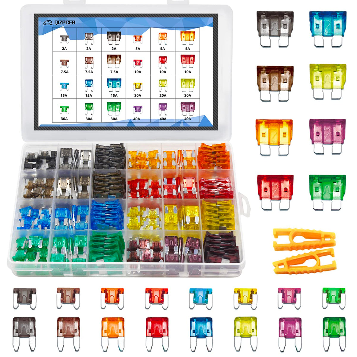 282 Pieces Car Fuses Assortment Kit - Blade Fuses Automotive - Standard & Mini & Low Profile Mini Size (2A/5A/7.5A/10A/15A/ 20A/