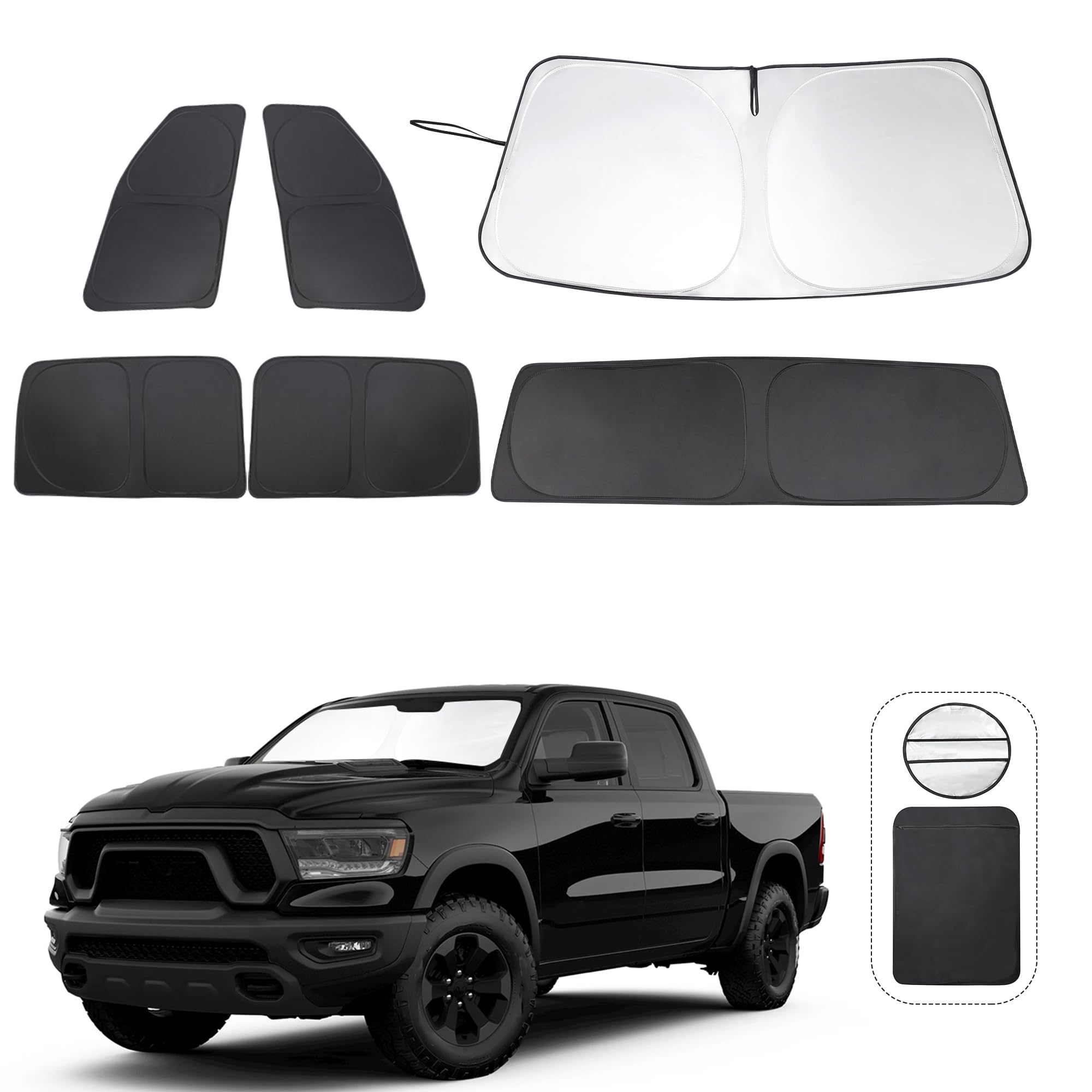 Tinglu Window Shades For Dodge Ram 1500 2019-2025 Crewcab,Megacab Pickup,2Dr Regularcab,4Dr Quadcab Accessories Car Side Full Wi