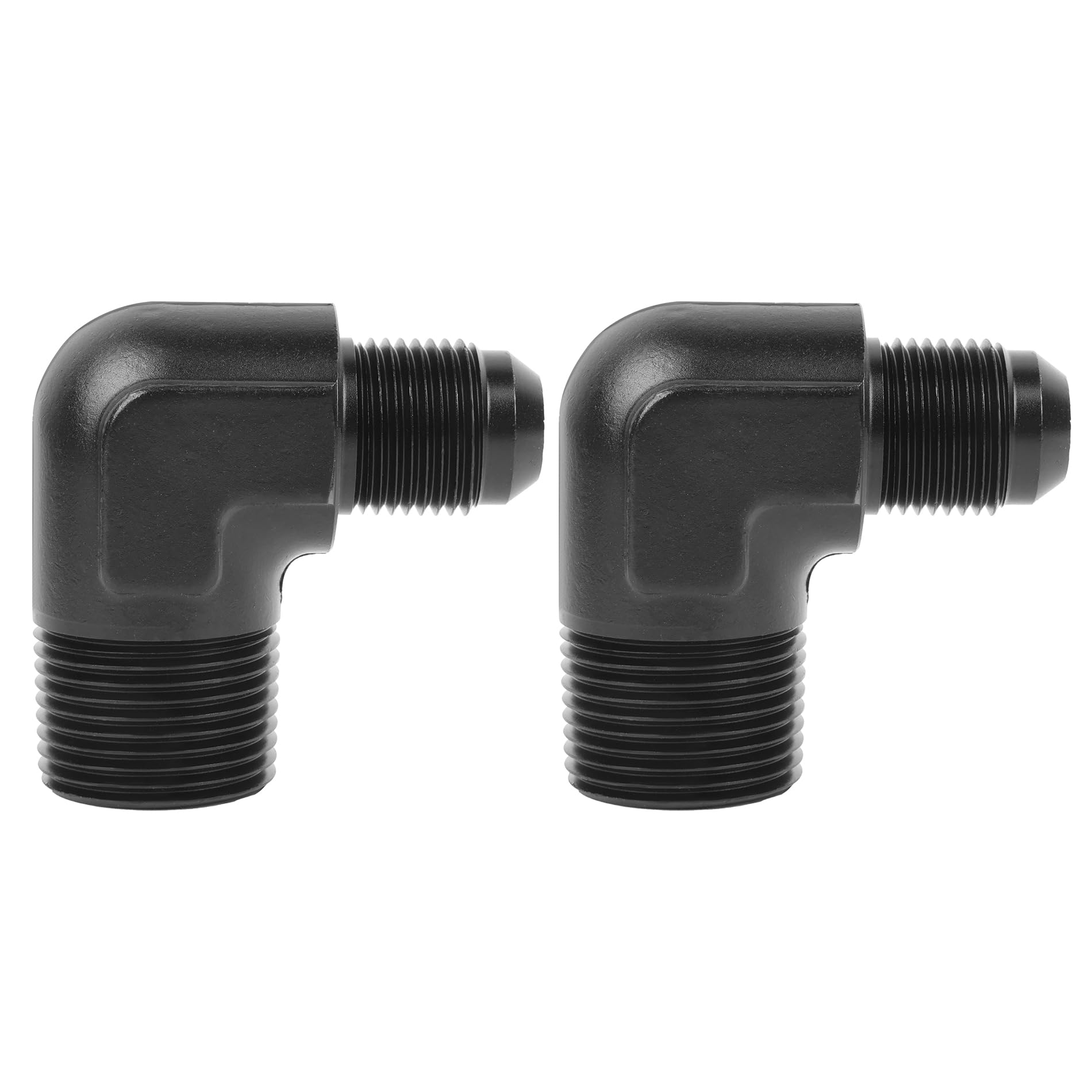 Evil Energy 8An Male Flare To 3/4'' Npt Pipe 90 Degree Fitting Adapter Aluminum Black 2Pcs