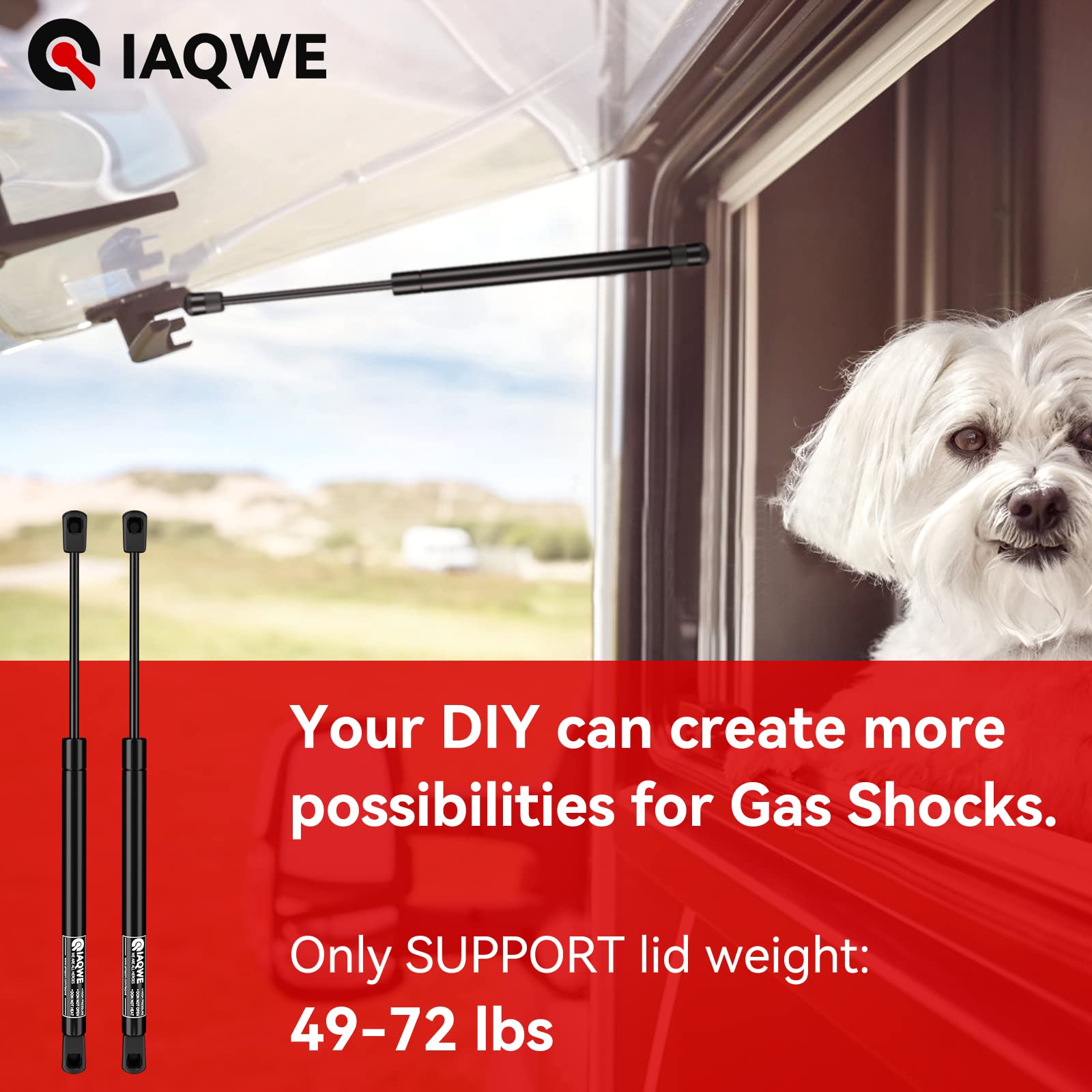 C16-25563 12' 65Lbs/289N Gas Struts Springs Shocks Lift Support For Camper Shell Are Atc Snugtop Leer Truck Canopy Topper Rear Window Truck Cap Door Toolbox Lid 2Pcs By Iaqwe