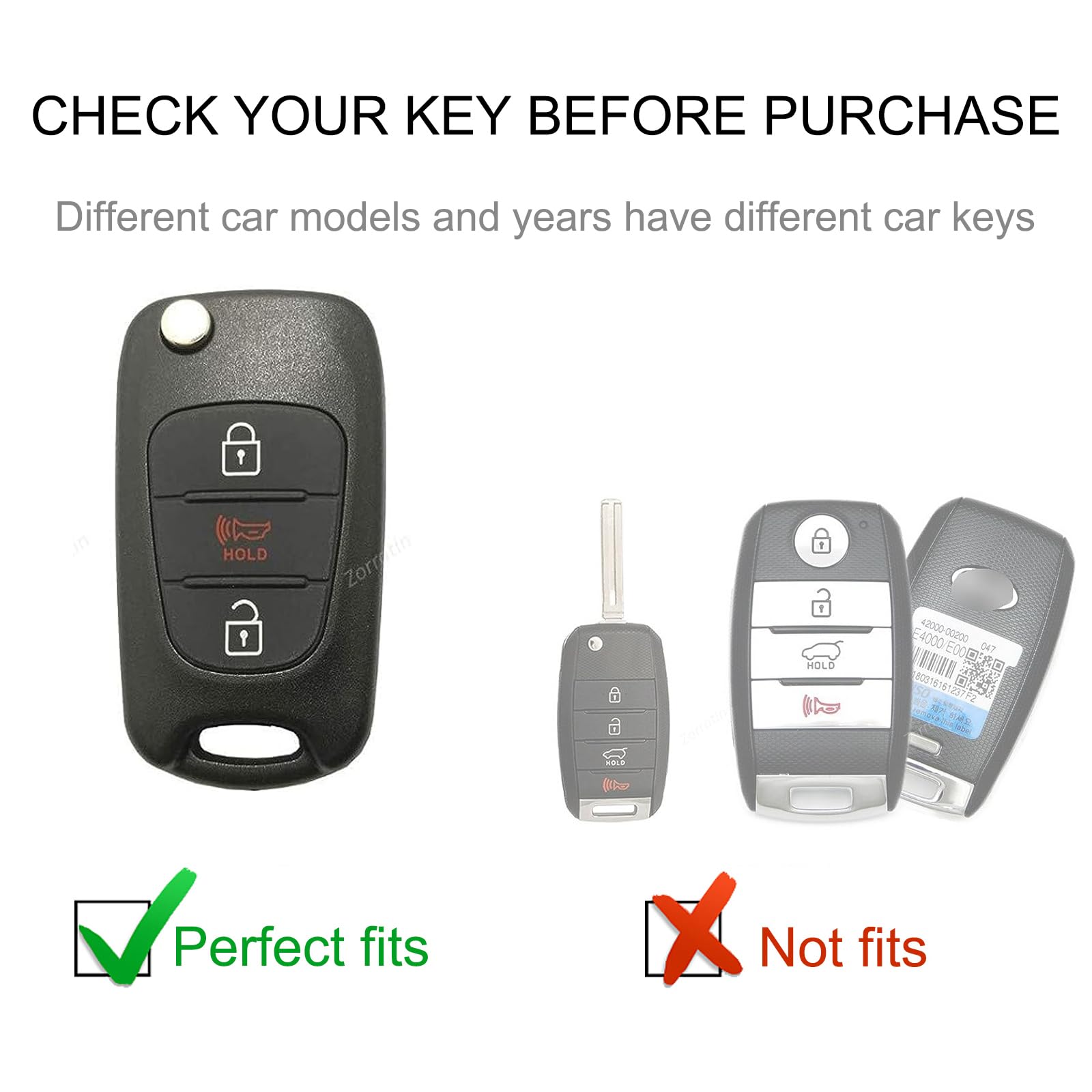 Cacarlike Key Fob Cover For Kia/Hyundai With Leather Lanyard - Compatible With 2010-2013 Soul, 2012-2014 Rio Sportage Smart Key