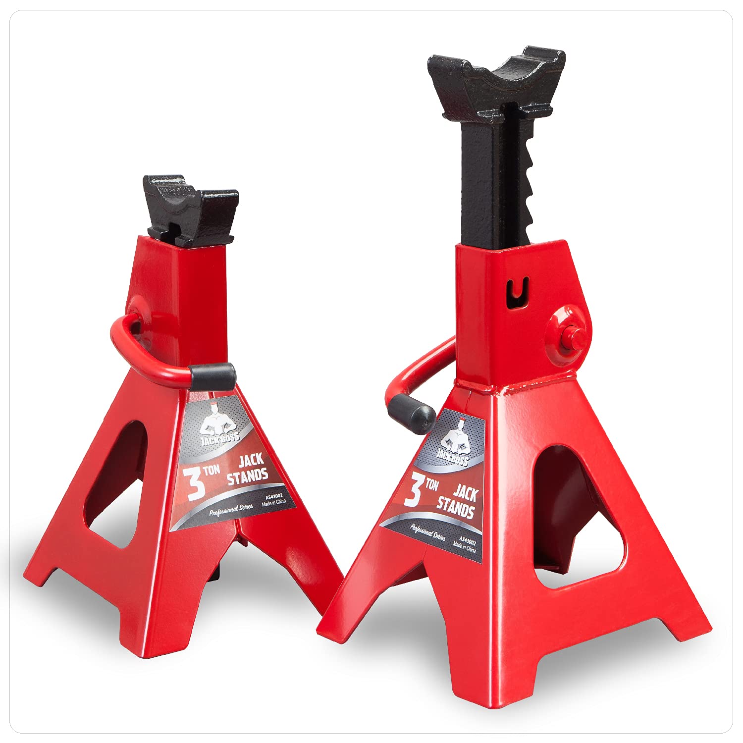 Jack Boss Jack Stands 3 Ton (6,000 LBs) Car Jack Stand Adjustable Lifting for Automotive Small SUV, Red, 2 Pack