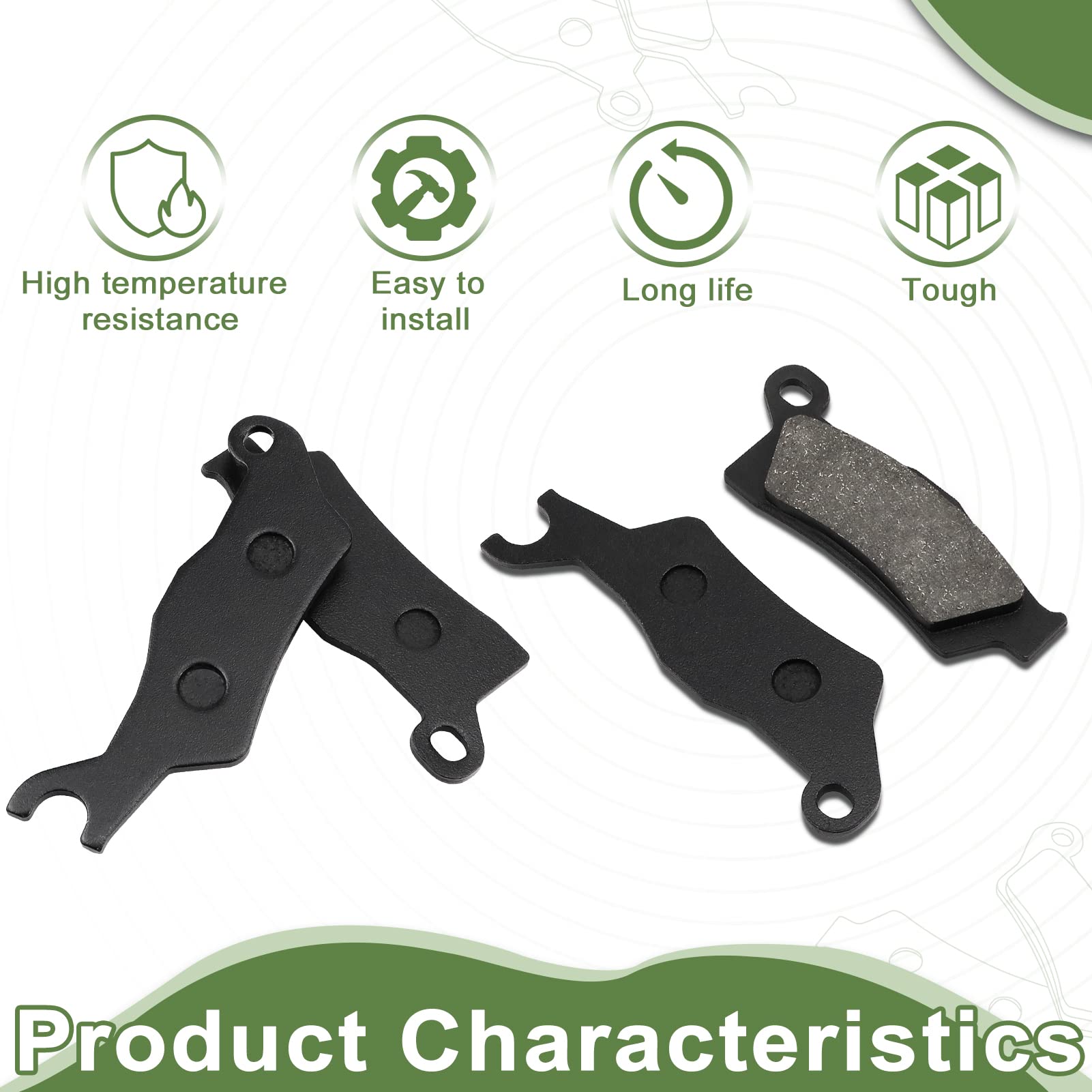 ZICOO Brake Pads for Can Am Outlander 450 500 570 650 800R 850 1000 2013-2024, Front & Rear Replacement Parts