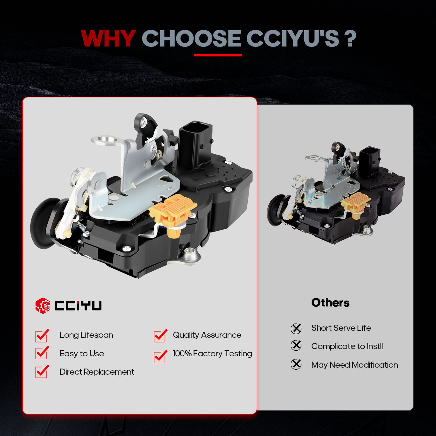 Cciyu Rear Left Door Lock Actuator Fit For Cadillac/For Chevrolet/For Gmc Models - Escalade/Avalanche/Silverado/Sierra 07-09, Re