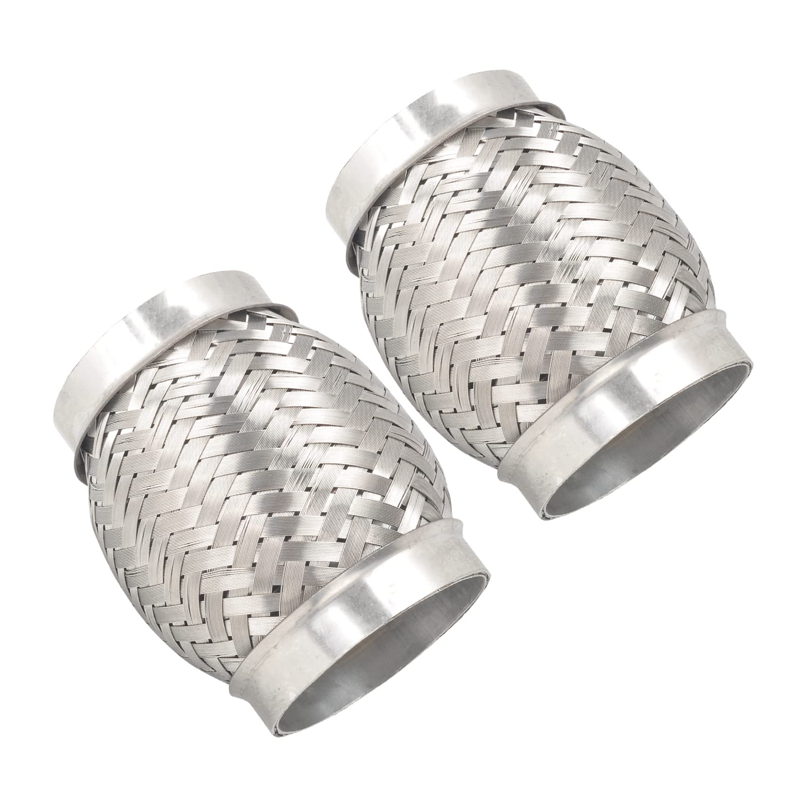 FGJQEFG 2PCS Exhaust Flex Pipe Stainless Steel Double Braid Long Heavy Duty 3''Inch x 4''Inch w/Ends 4'' inch Long