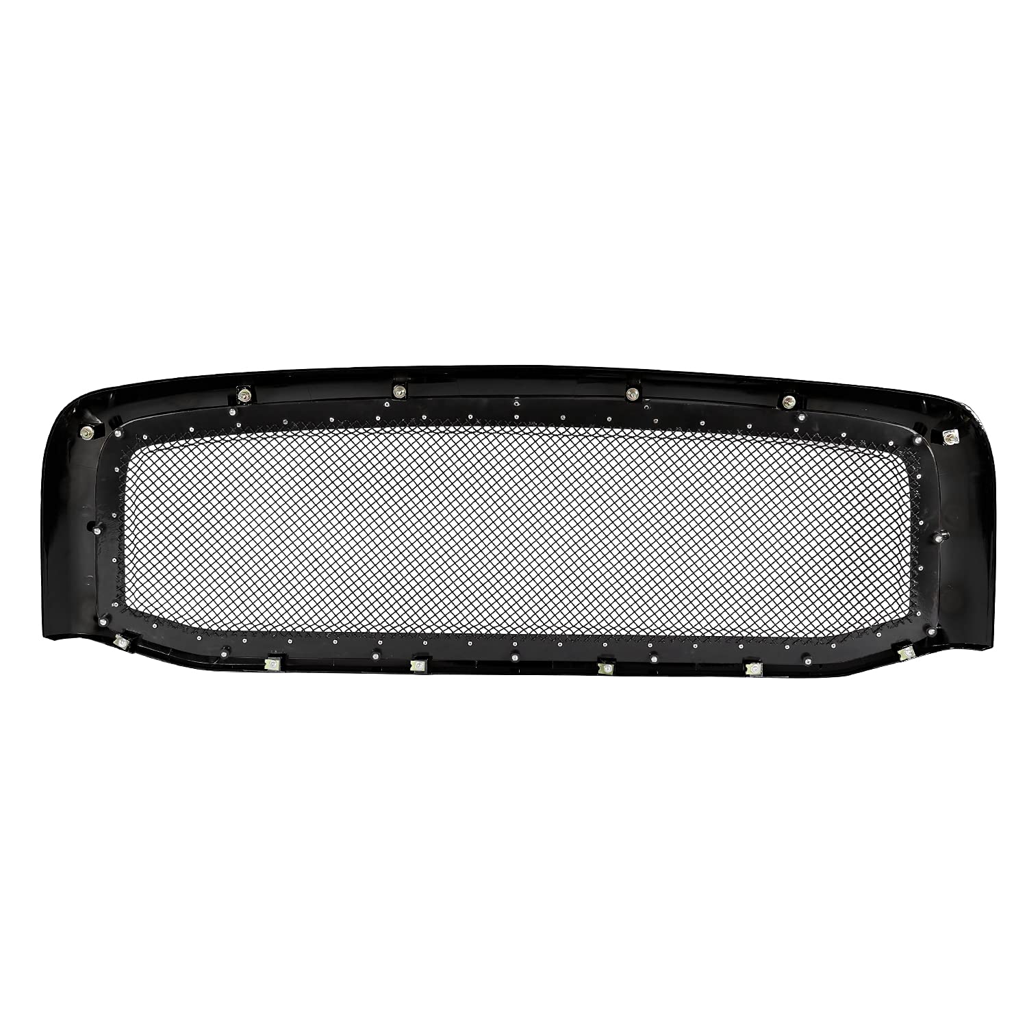 Spec-D Tuning Black Rivet Stainless Wire Mesh Grille With Shell Compatible With 2006-2008 Dodge Ram 1500 2500 3500 Truck