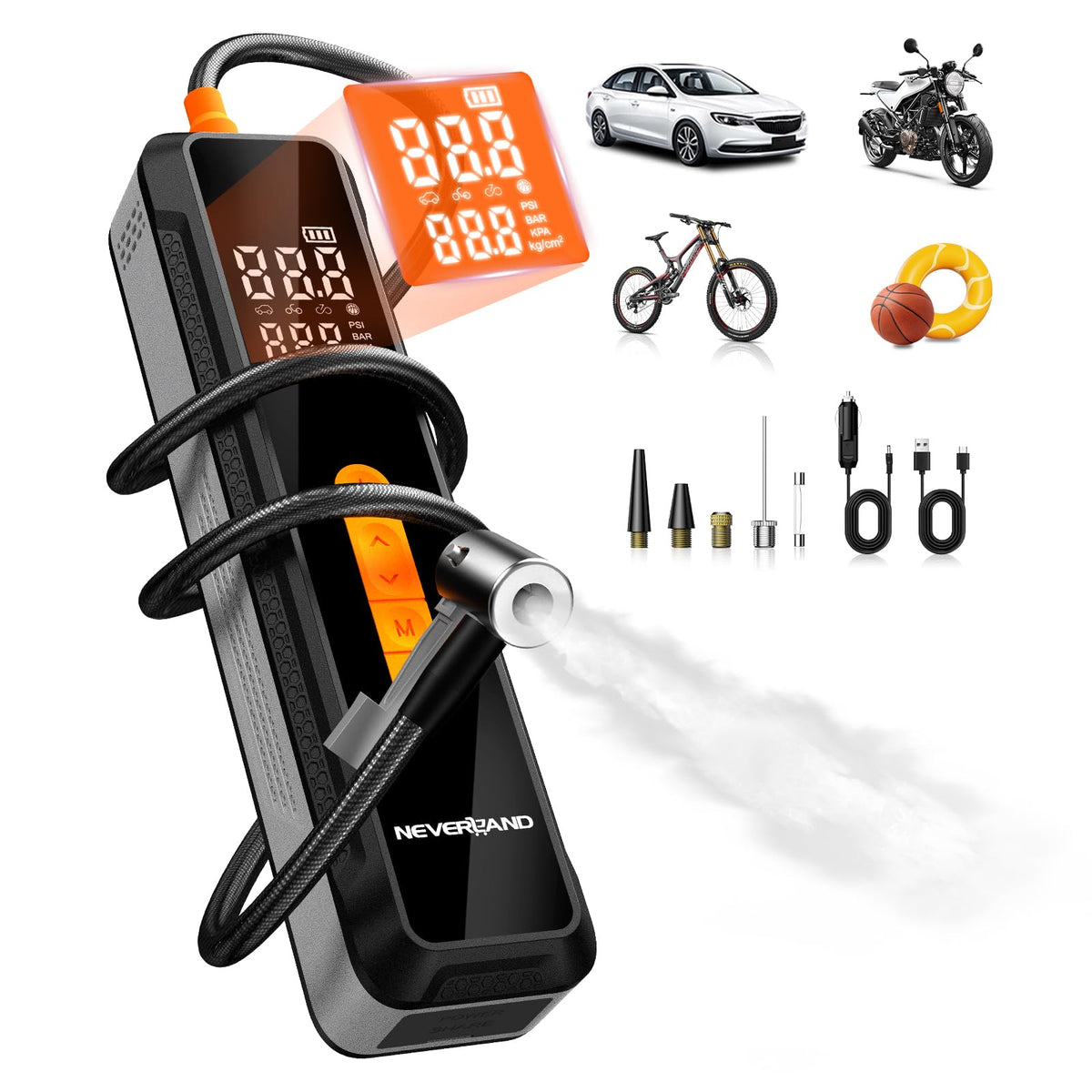 NEVERLAND Tire Inflator Portable Air Compressor - 20000mAh 150PSI Car Tire Air P