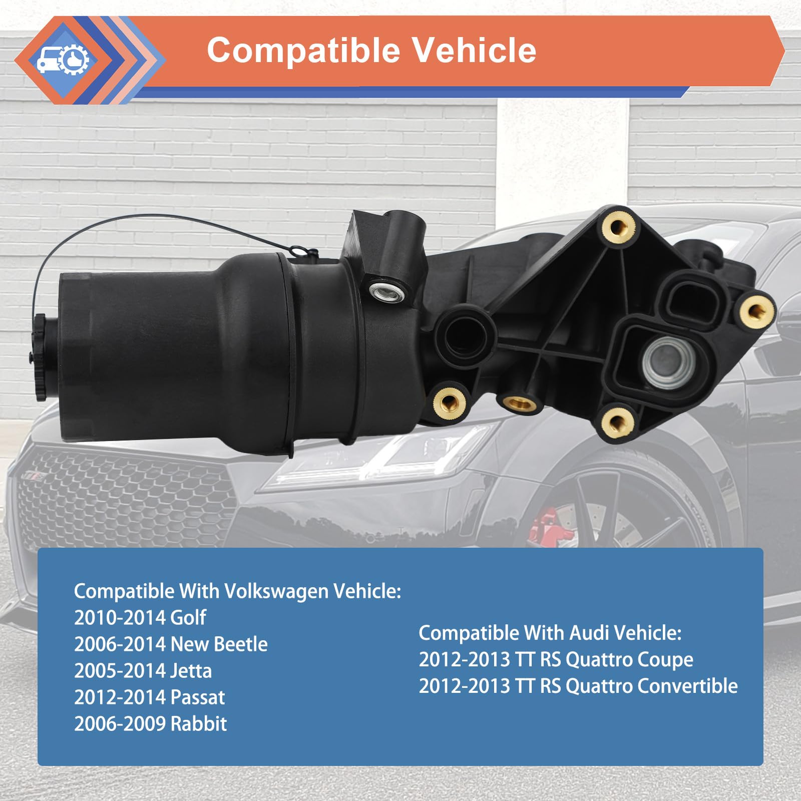 Zonfant Engine Oil Filter Base Housing Assembly Compatible With Audi Volkswagen Vehicle Tt Jetta Passat Beetle Golf Rabbit Replaces #07K115397B 07K115397A 07K115397D