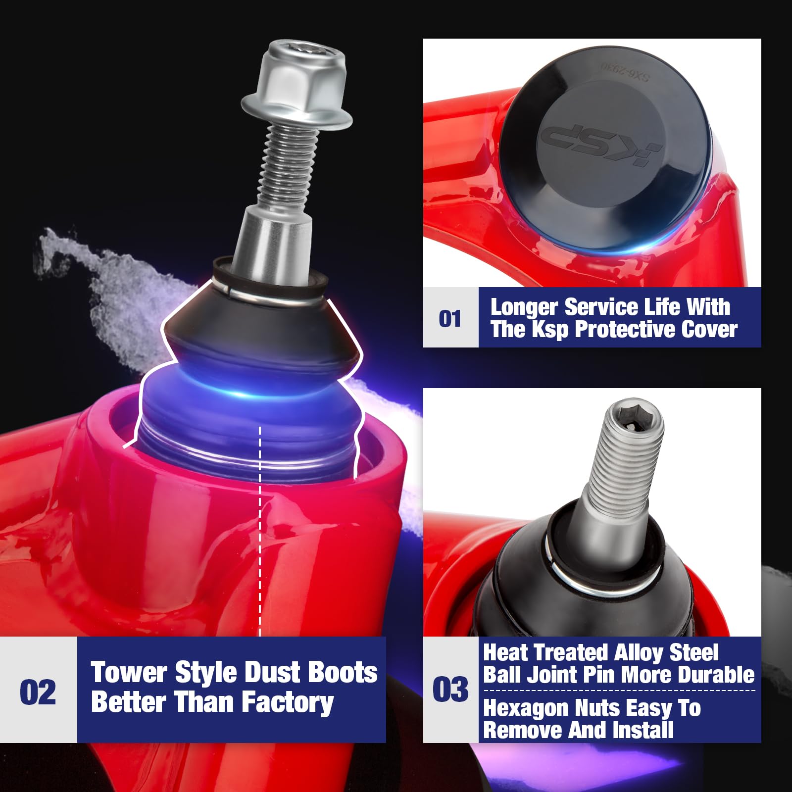 Ksp 2-4'' Upper Control Arms For Silverado Sierra 2007-2018, Adjuatable Steel Control Arm Compatible With Chevy Gmc Avalanche Ta