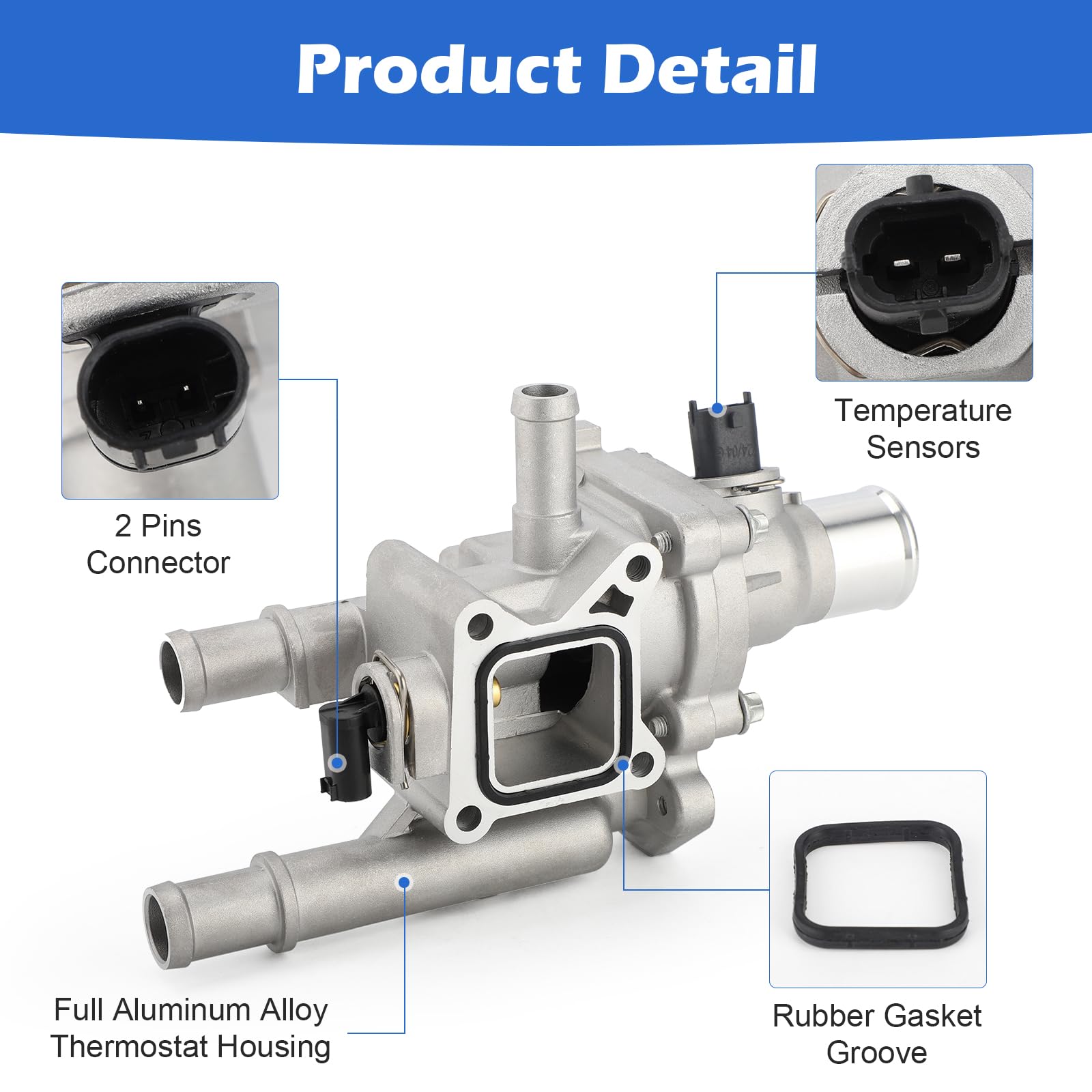 Upgrade Aluminium Thermostat Housing Assembly W/Sensors for Chevrolet Cruze 2011-2016 Cruze Limited 2016 Sonic 2012-2018 Trax 20