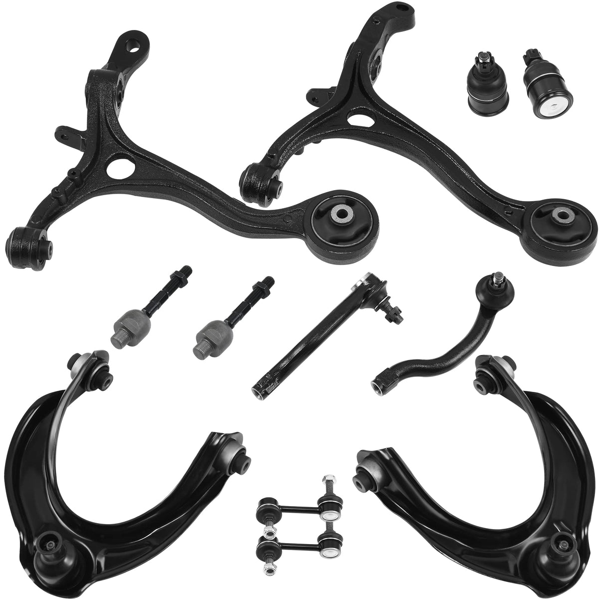 AUTOSAVER88 -Front Suspension Control Arm Kit Compatible with 2008-2012 Accord -w/Ball Joint, Tie Rod End, Sway Bar End Link Ass