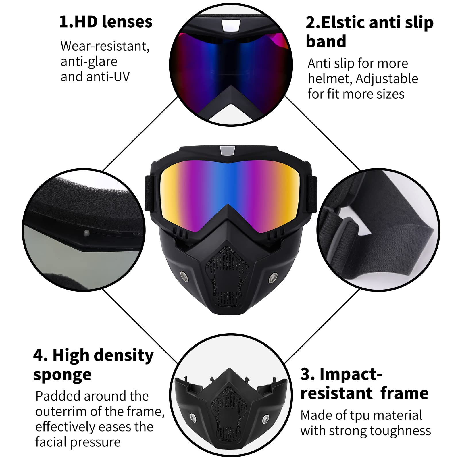 Shuoliyan 2 Pieces Motorcycle Goggles - Dirt Bike Goggles With Removable Face Shield, Motocross Goggles Paintball, And Airsoft M