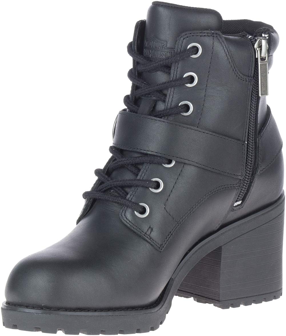 Harley-Davidson Women's Lace Leather Motorcycle Boots, 5", Size 9, Black, Model D84664