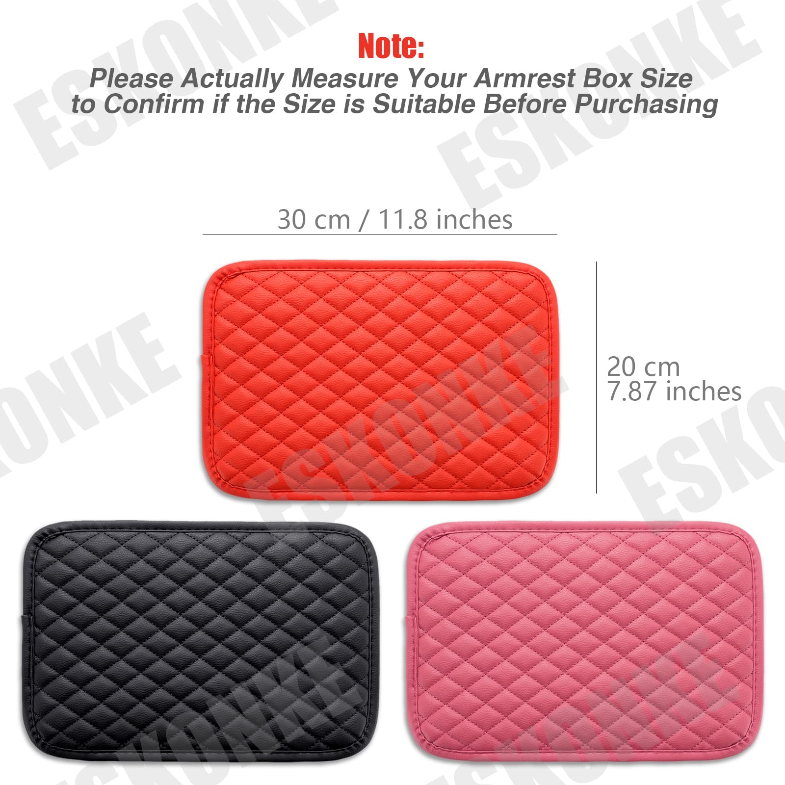 Eskonke Car Center Console Cover, Pu Leather Armrest Pad Cover, Car Arm Rest Seat Storage Box Mat Universal Waterproof Non Slip