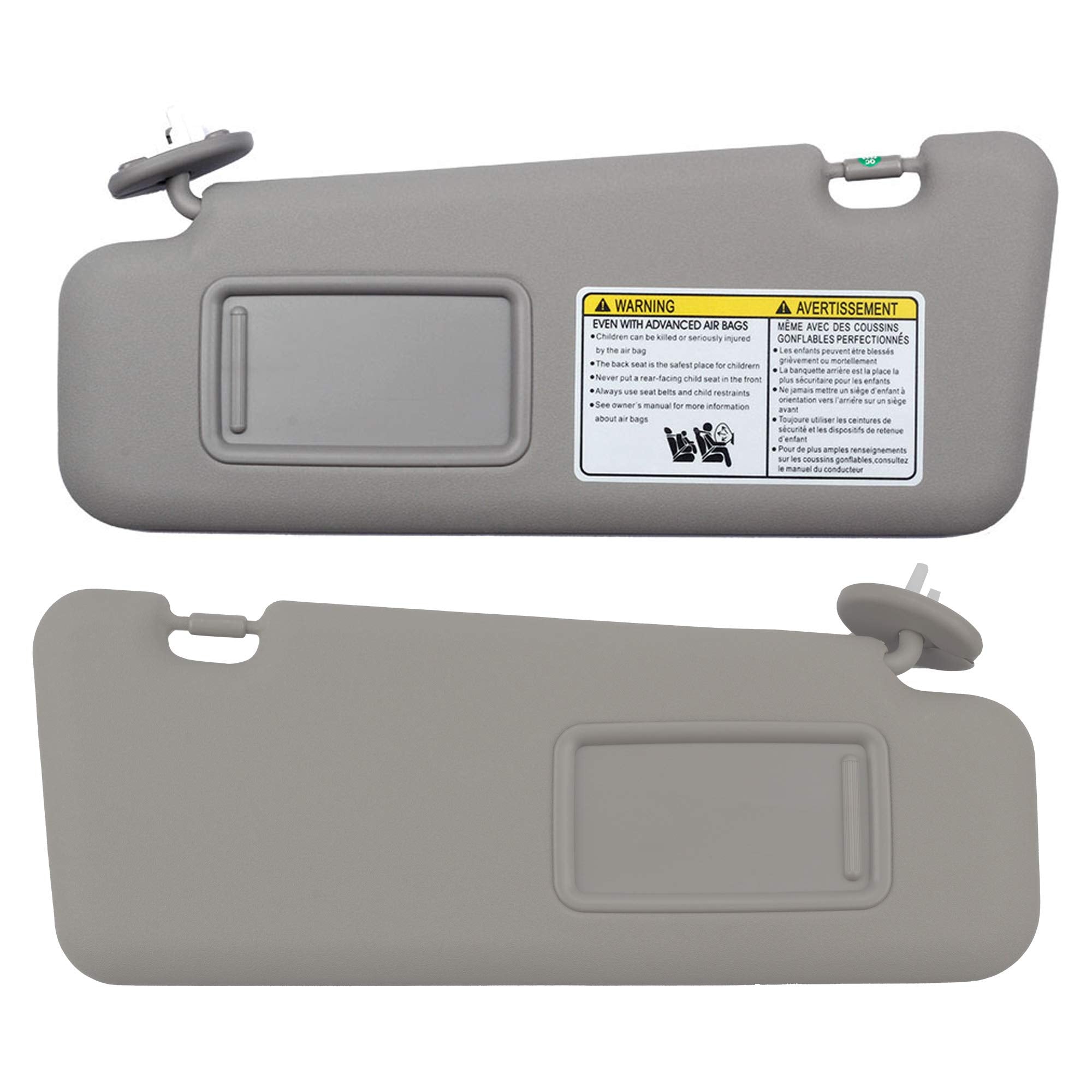 Dasbecan Left Driver & Right Passenger Side Sun Visor With Light Compatible With Toyota Highlander 2008-2013 74320-48500-B0 74320-0E050-B0 (Gray)